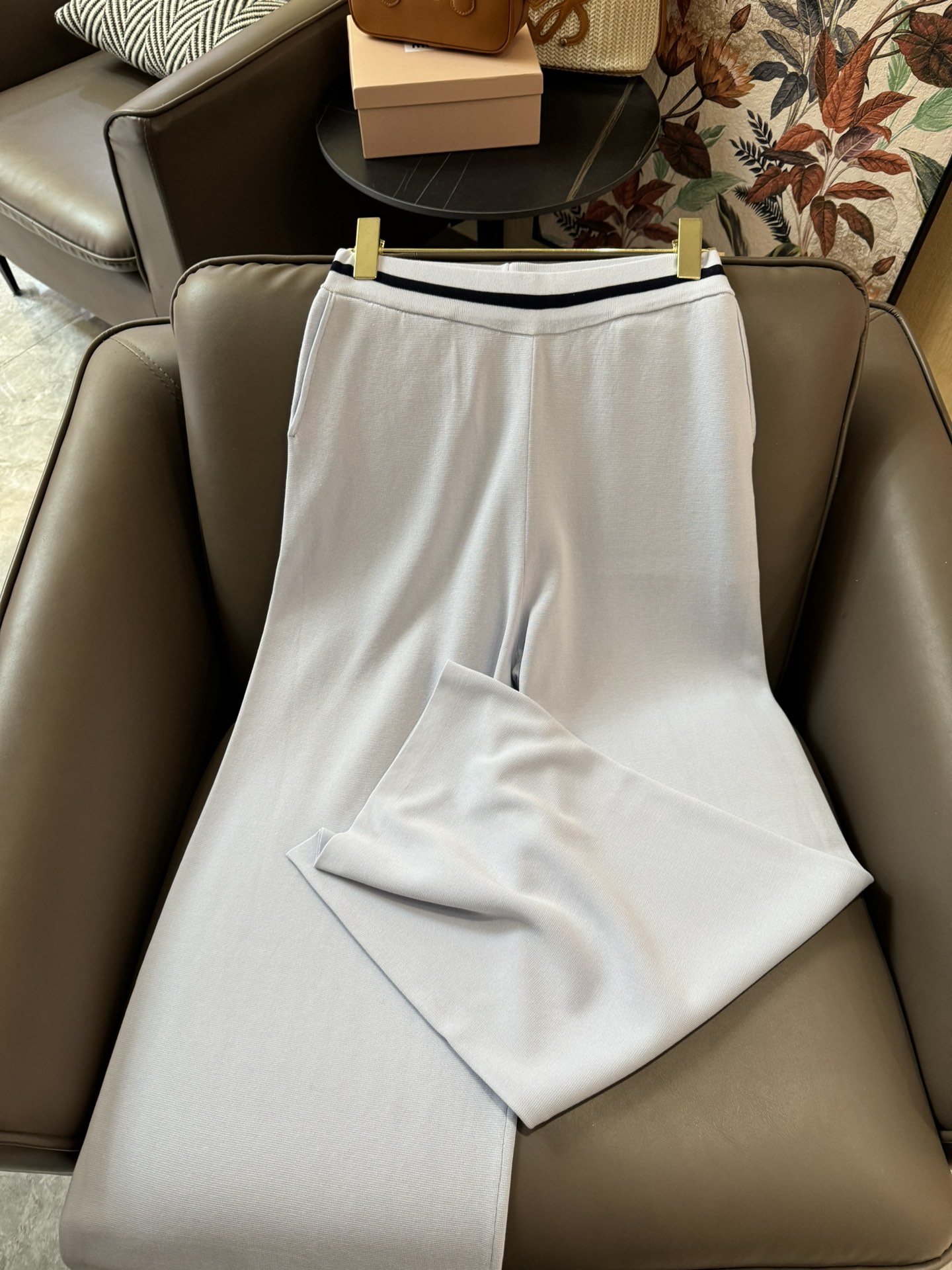 FBC003#新款套装BC天丝长袖针织上衣天丝针织长裤套装白色蓝色浅灰色SML