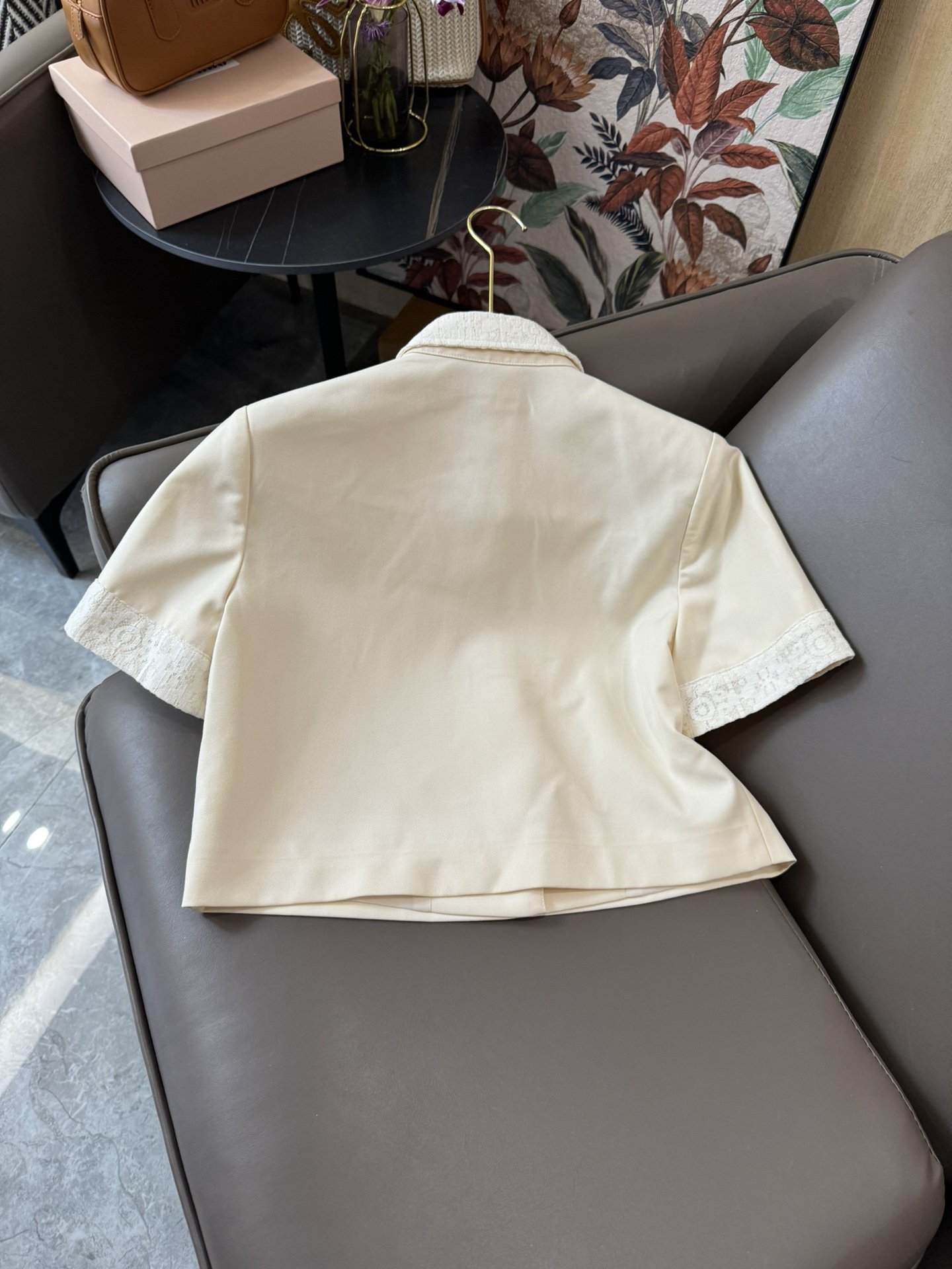 MQ24017#新款套装dior短袖翻领上衣双排扣半裙套装黑色米白色SML