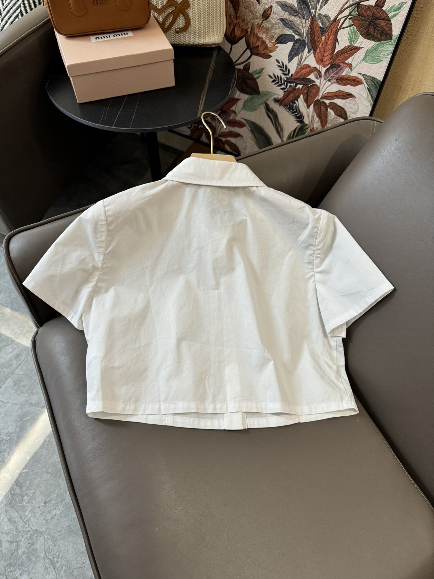 MQ24014#新款套装celine短袖白衬衫上衣压褶子半裙套装黑色灰色SML