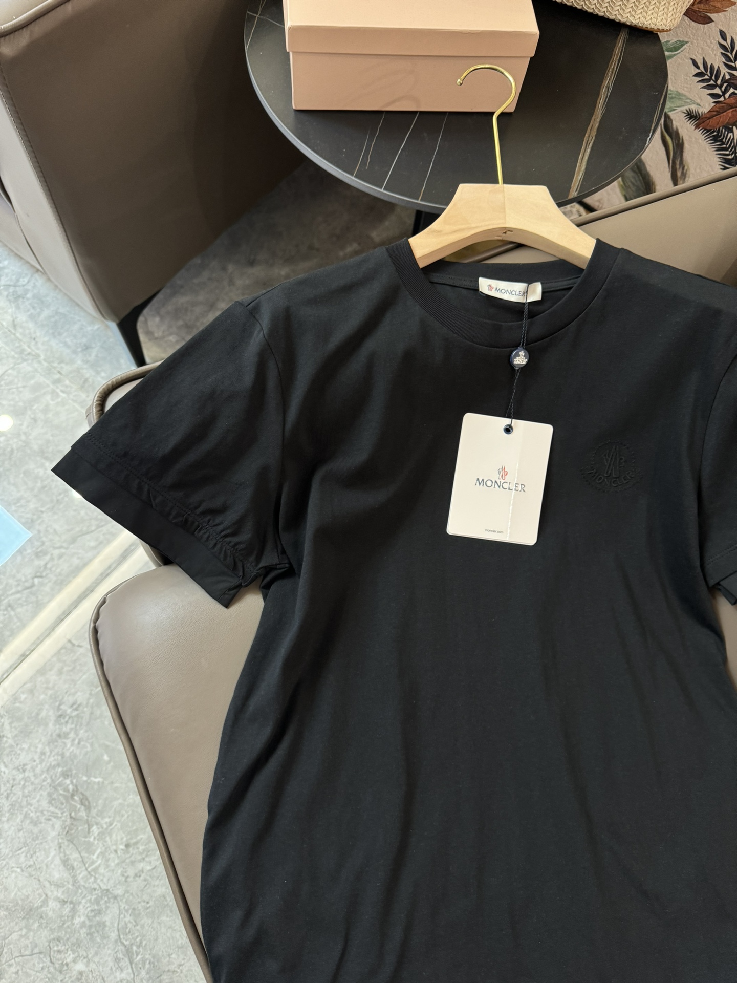 QG24228#新款T恤Moncler最新款下摆荷叶边短袖T恤黑色米白色SML