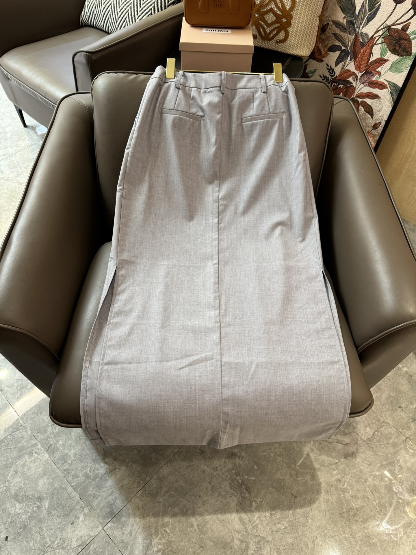 LZ025#新款半裙BC西装料开叉长半裙杏色灰色SML