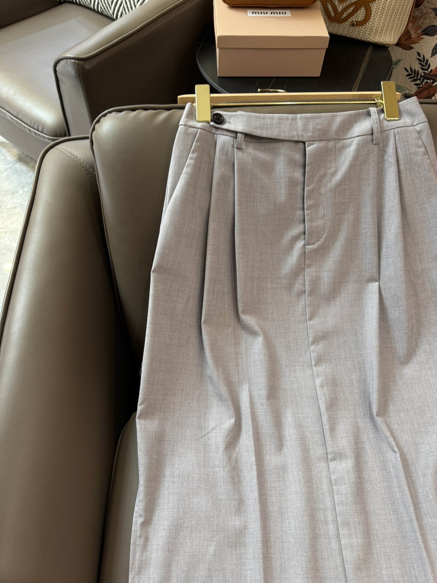 LZ025#新款半裙BC西装料开叉长半裙杏色灰色SML
