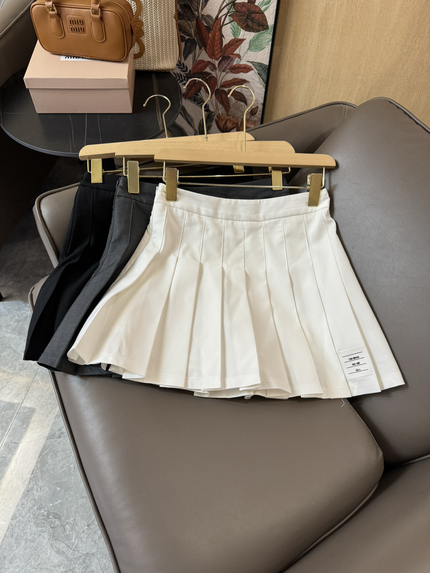 JU013#新款半裙TB压褶半裙超级百搭款白标系列灰色黑色白色SMLXL