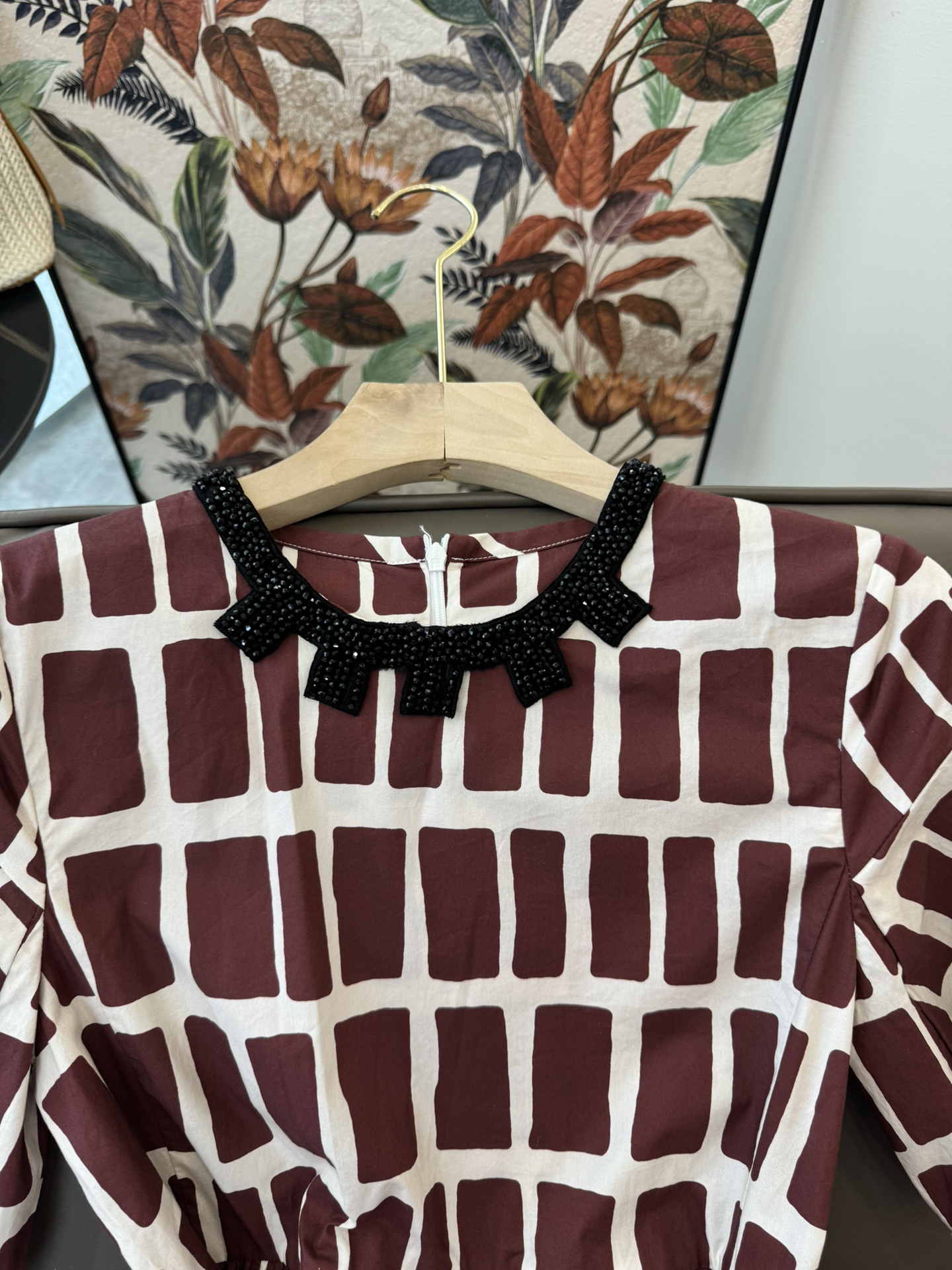 BS375#新款连衣裙。
Max Mara 最新印花 短袖钉珠 几何纹印花棉料连衣裙 红色 SMLXL