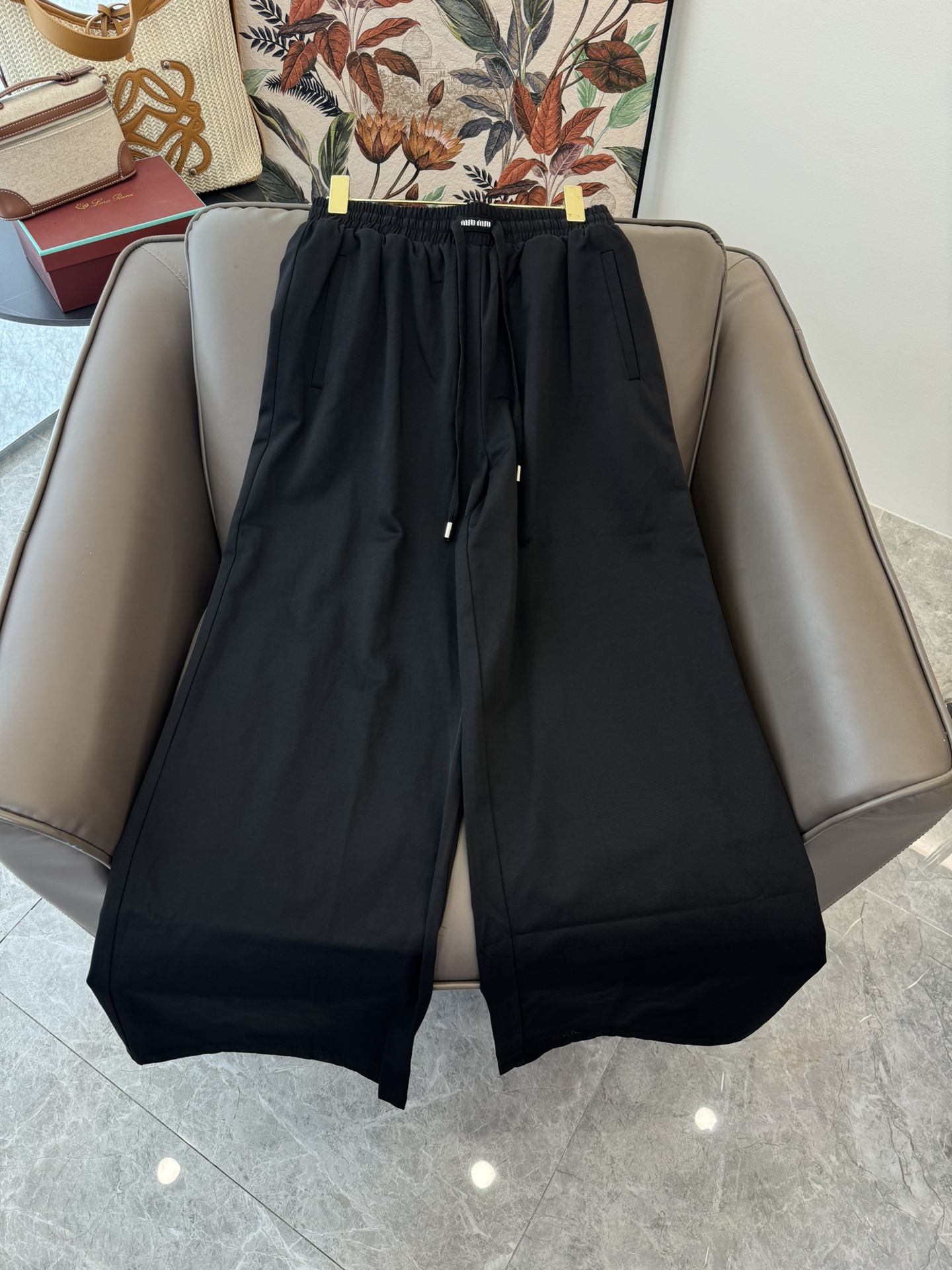 MiuMiu Vêtements Culottes & Pantalons Noir Blanc Jambes larges