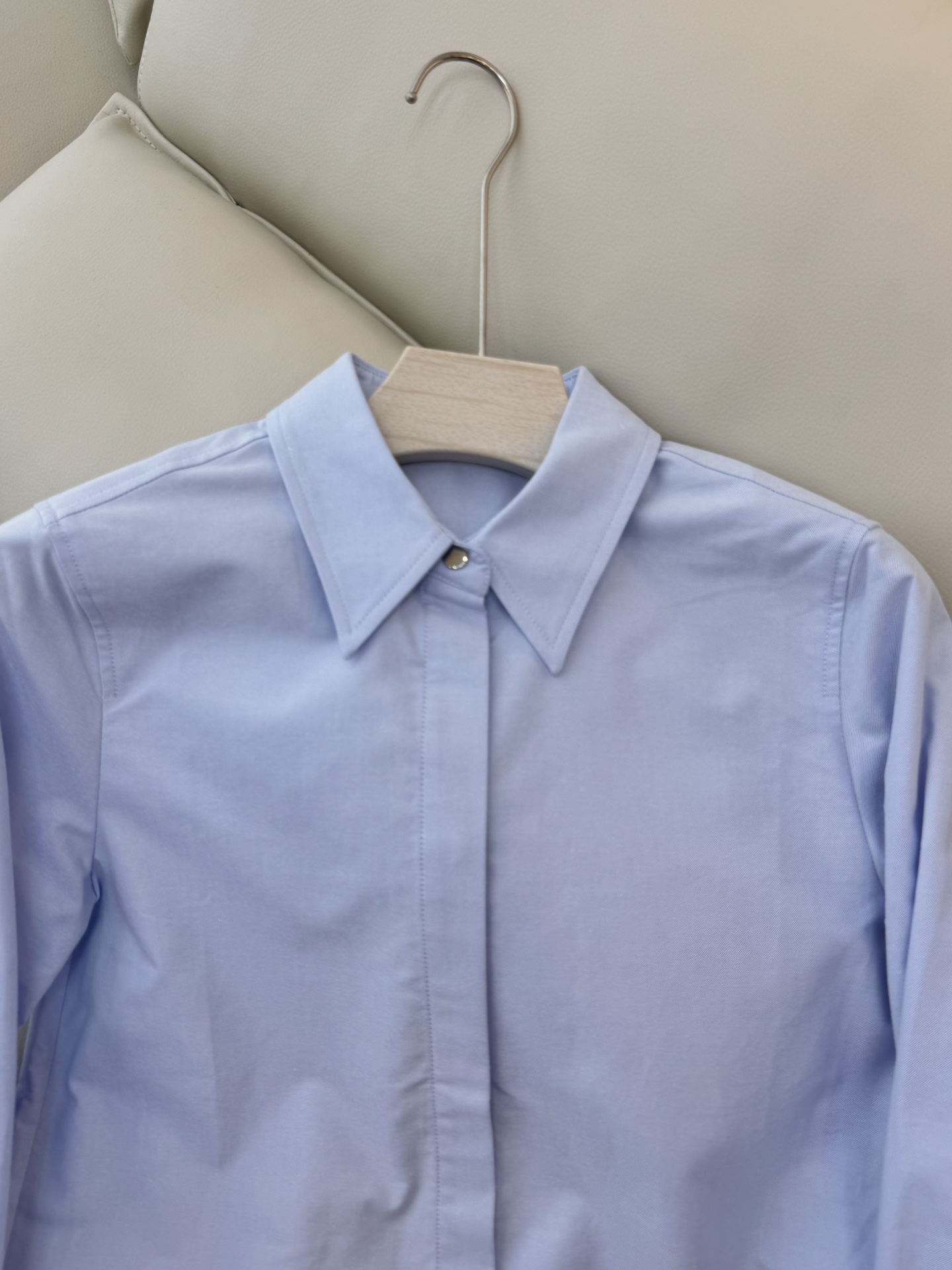 BS0577#新款衬衫💕Max mara 烫钻袖口 长袖精梳棉衬衫 蓝色 白色SMLXL