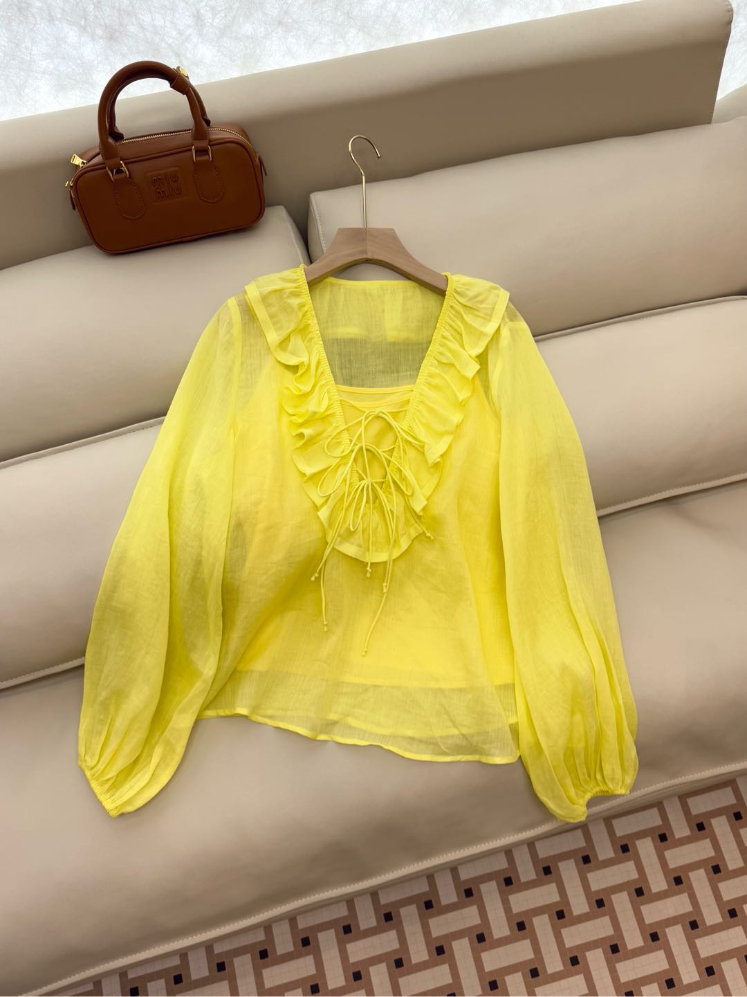 NO:295811,YM009# new top zimm* ramie two-piece set loose long-sleeved top yellow pink white SMLXL,,alexander wang19860909YM009#新款上衣 zimm* 苎麻 两件套 宽松长袖上衣 黄色粉色 白色 SMLXL,,alexander wang,Women's clothing