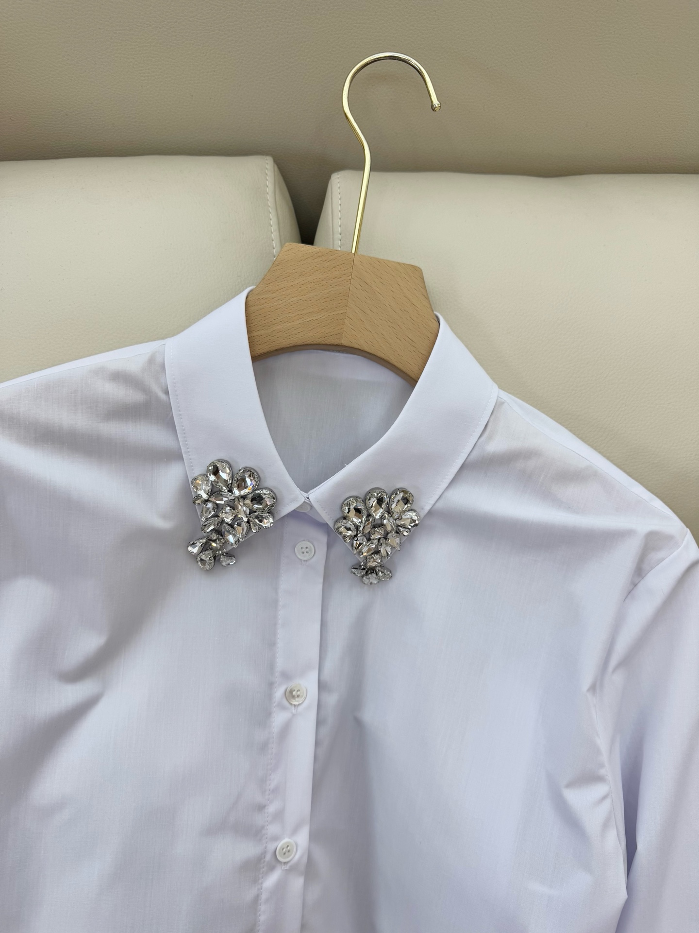 BS628#新款衬衫💕PR家 重工钉钻 长袖 白衬衫 SMLXL