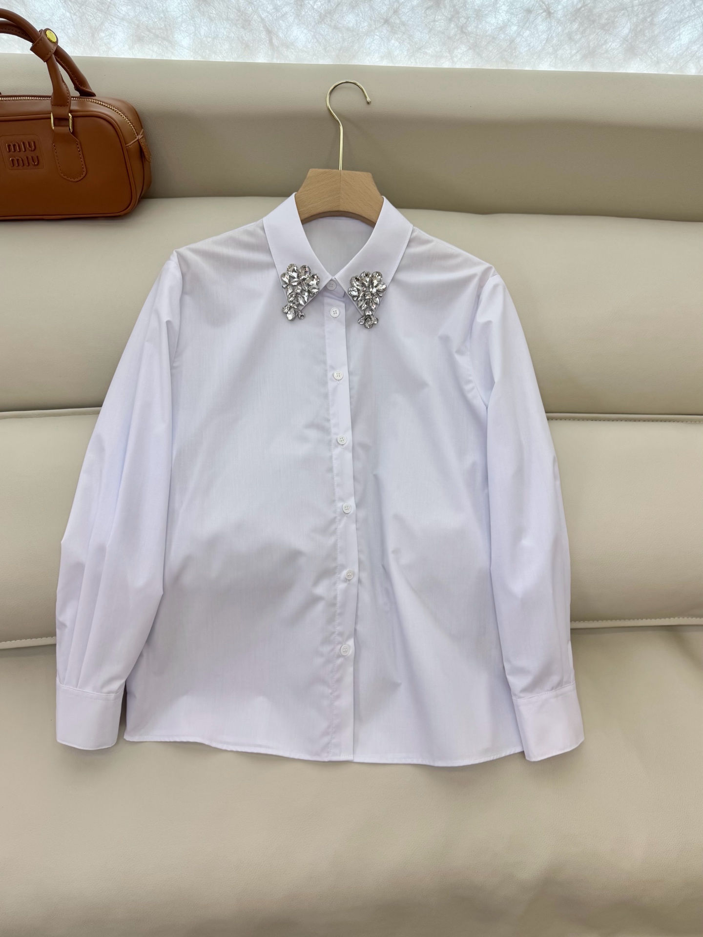 BS628#新款衬衫💕PR家 重工钉钻 长袖 白衬衫 SMLXL