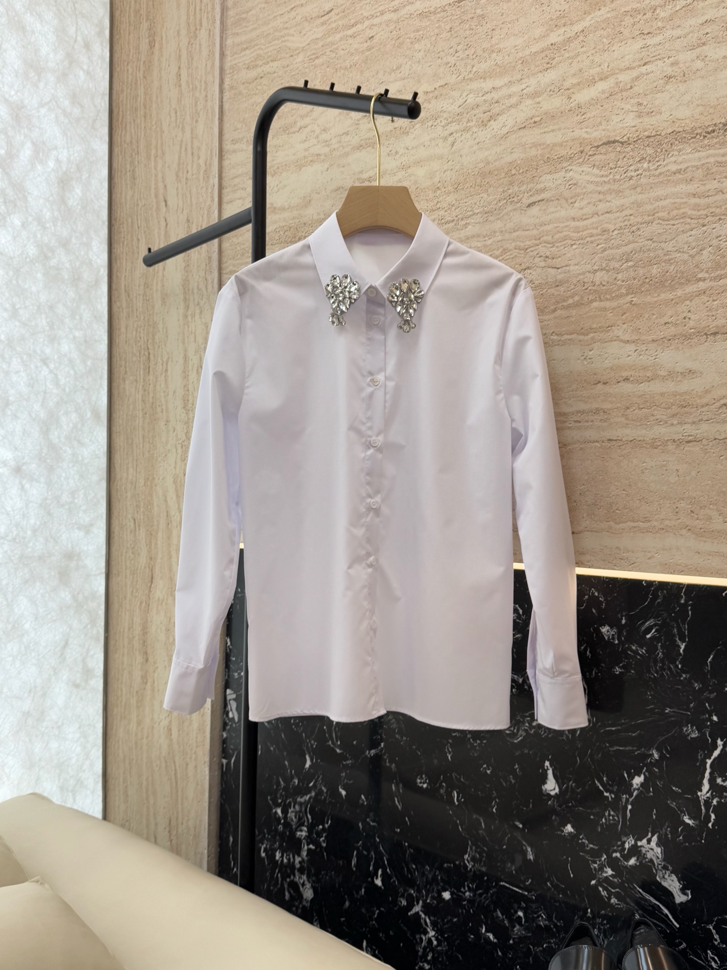 BS628#新款衬衫💕PR家 重工钉钻 长袖 白衬衫 SMLXL