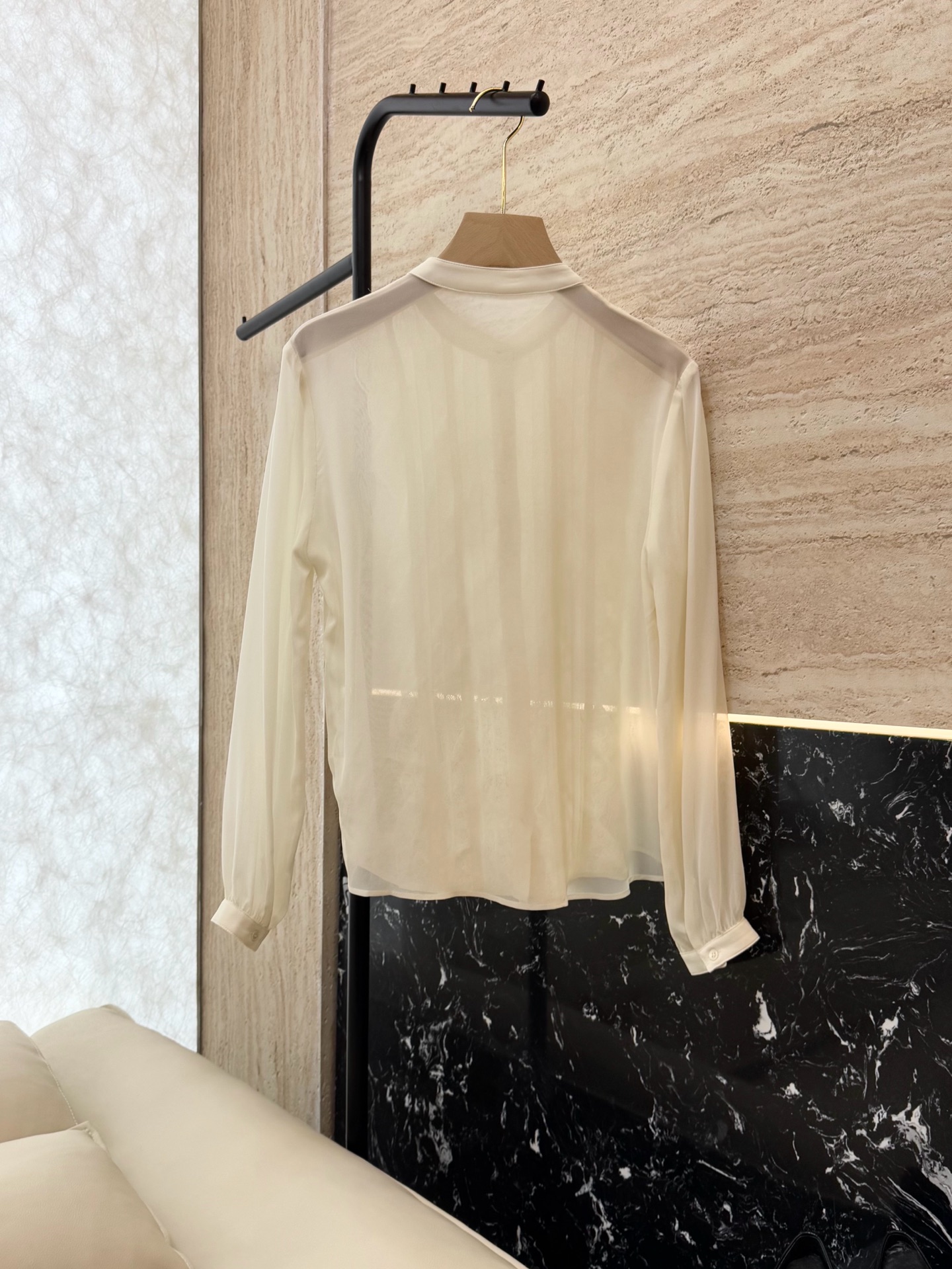 BS611#新款衬衫💕chloe 木耳边蕾丝绣花长袖米色真丝衬衫 36/38/40/42