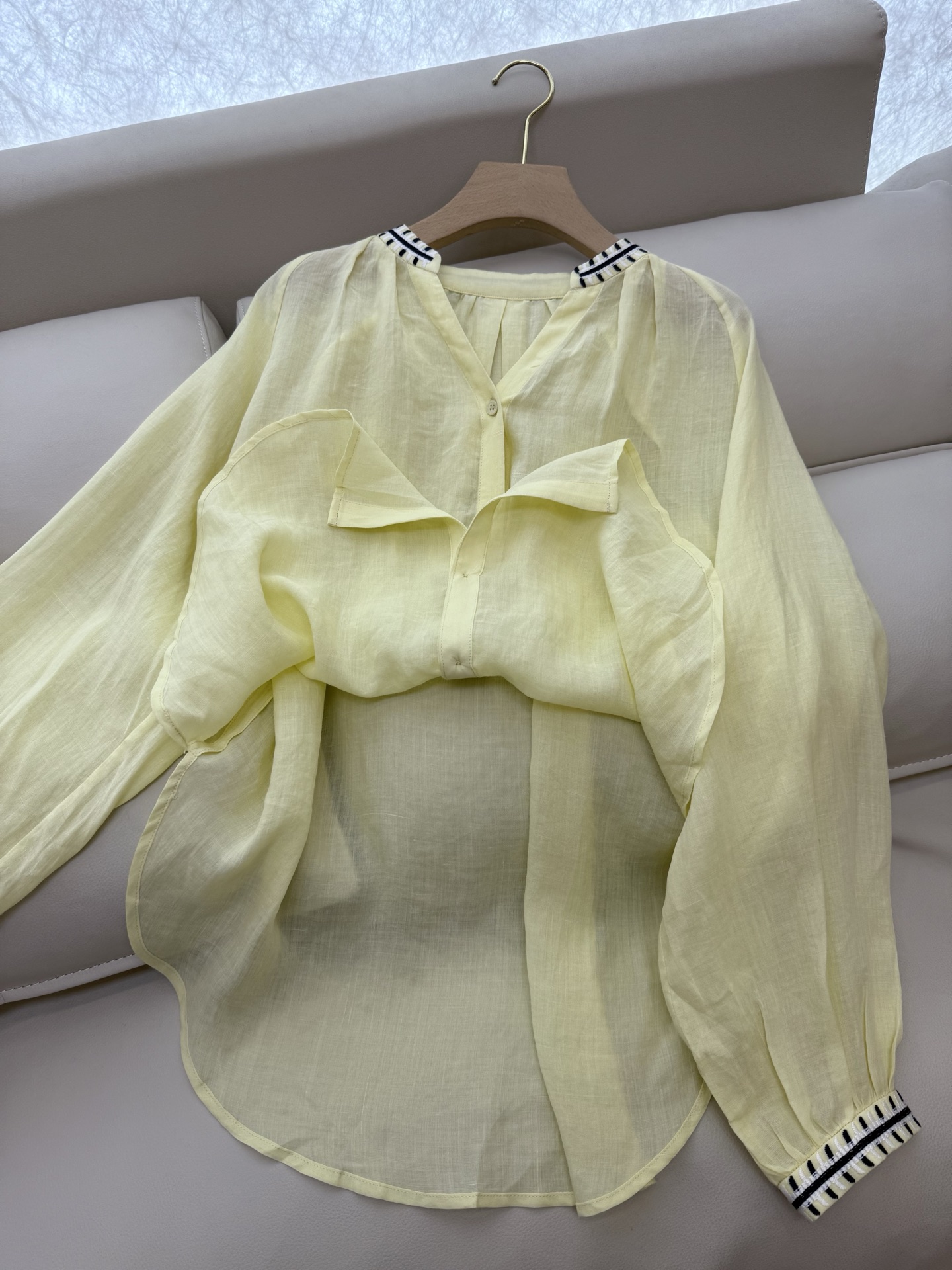 BE001#新款衬衫。
zimm 度假风 100% 苎麻 长袖绣花防晒衬衫 三色 SMLXL