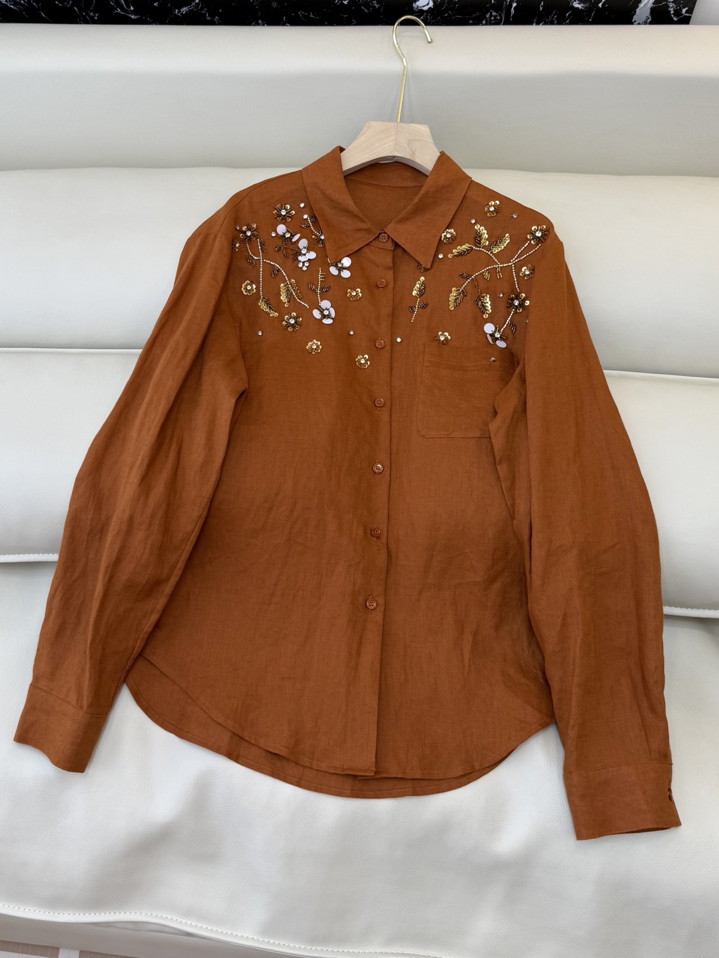 NO:734629,YM082# Factory Heavy Embroidery Linen Long Sleeve Shirt Maroon Caramel Navy SMLXL,,shirts,19860909YM082#工厂 重工刺绣花 亚麻长袖衬衫 枣红色 焦糖色 藏青色 SMLXL,,shirts,,Women's clothing
