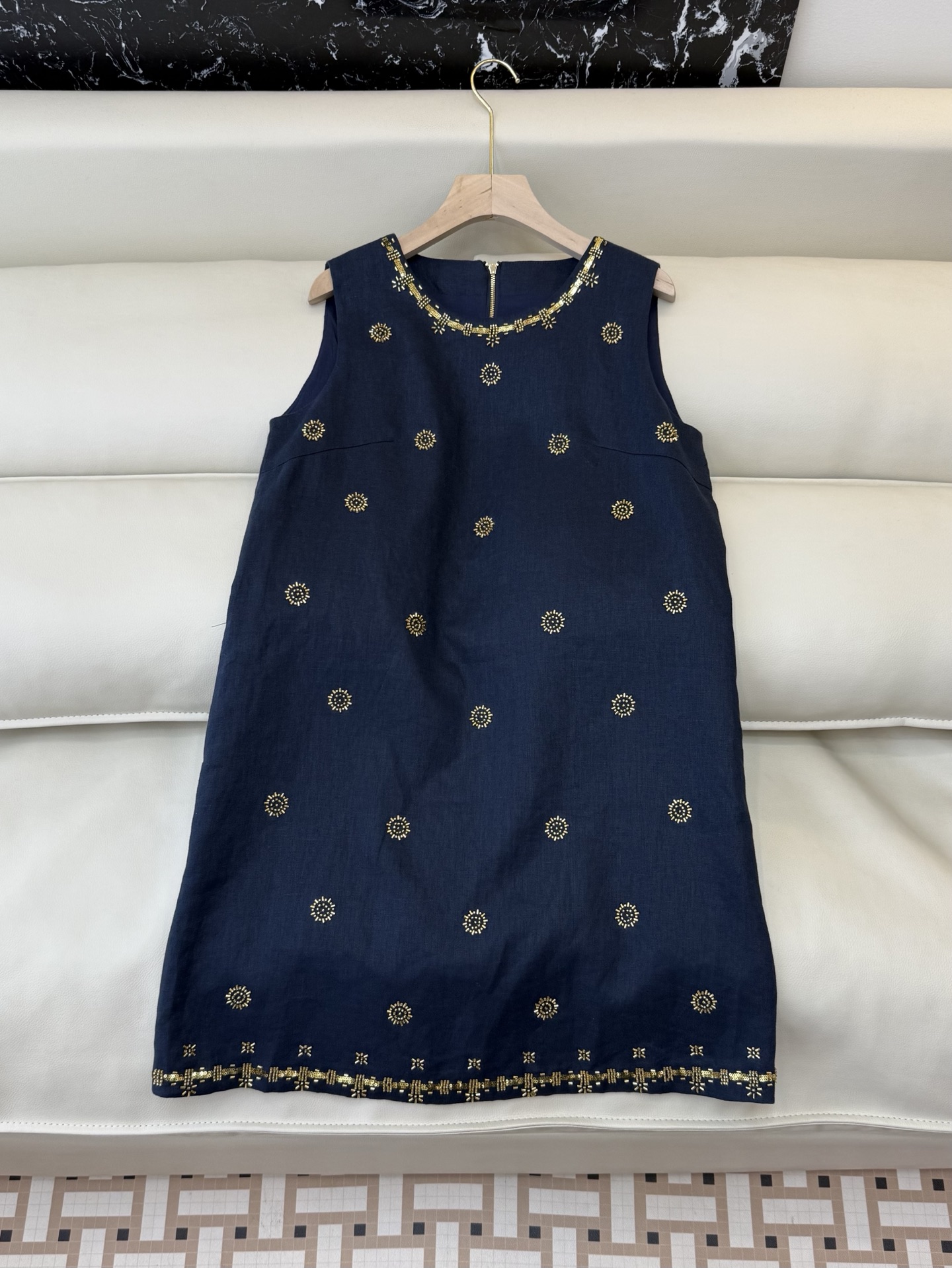NO:734652,YM076# factory super heavy industry handmade beading sleeveless linen dress two colors SMLXL,,skirts,19860909YM076#工厂 超级重工手工钉珠 无袖亚麻连衣裙 两色 SMLXL,,skirts,,Women's clothing