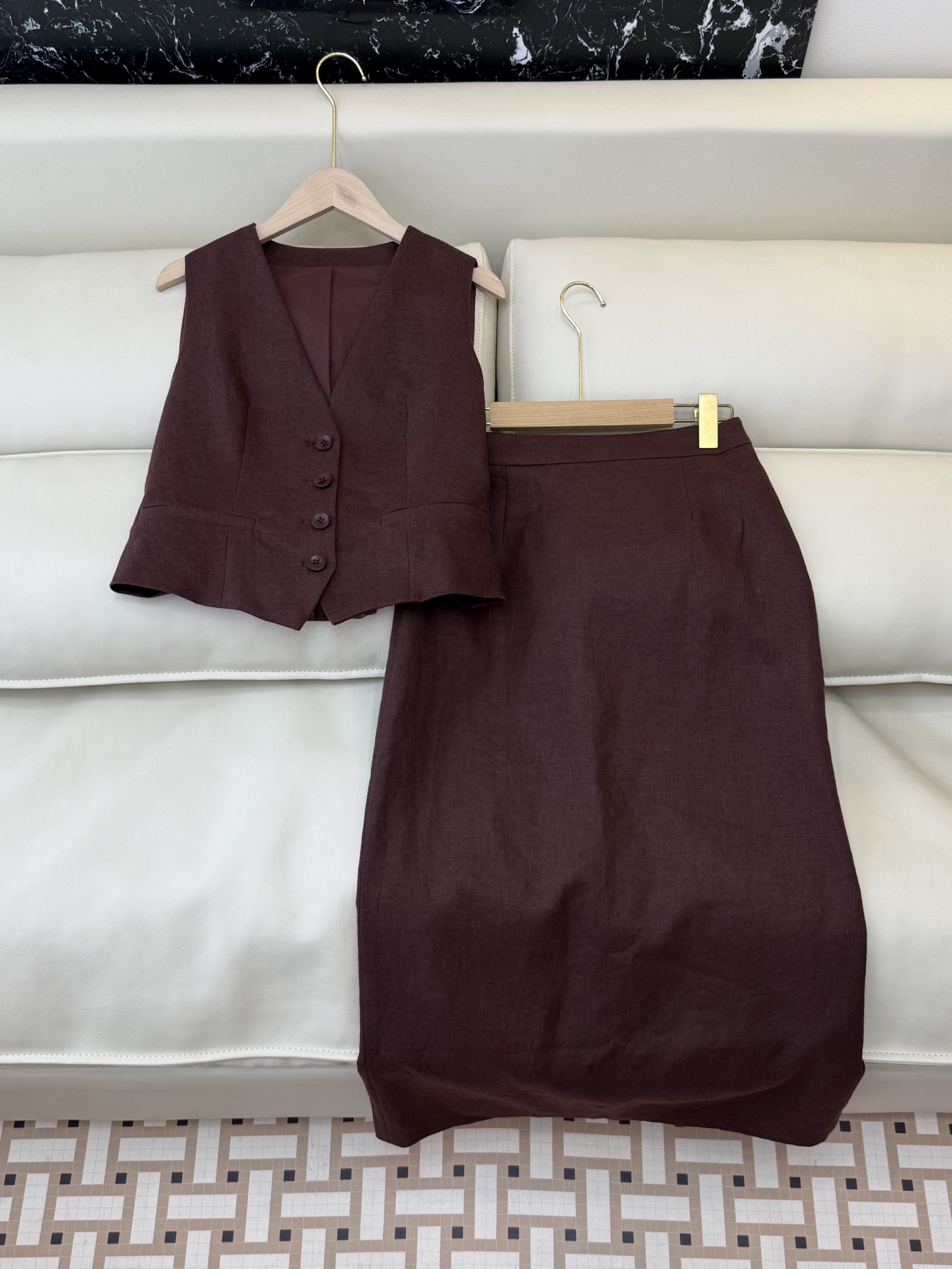 NO:734650,YM068# new suit factory zim... Linen vest top, long skirt suit, brown color, linen color, SMLXL,,skirts,19860909YM068#新款套装工厂 zim… 亚麻马甲上衣 长半裙 套装 咖色 麻本色 SMLXL,,skirts,,Women's clothing