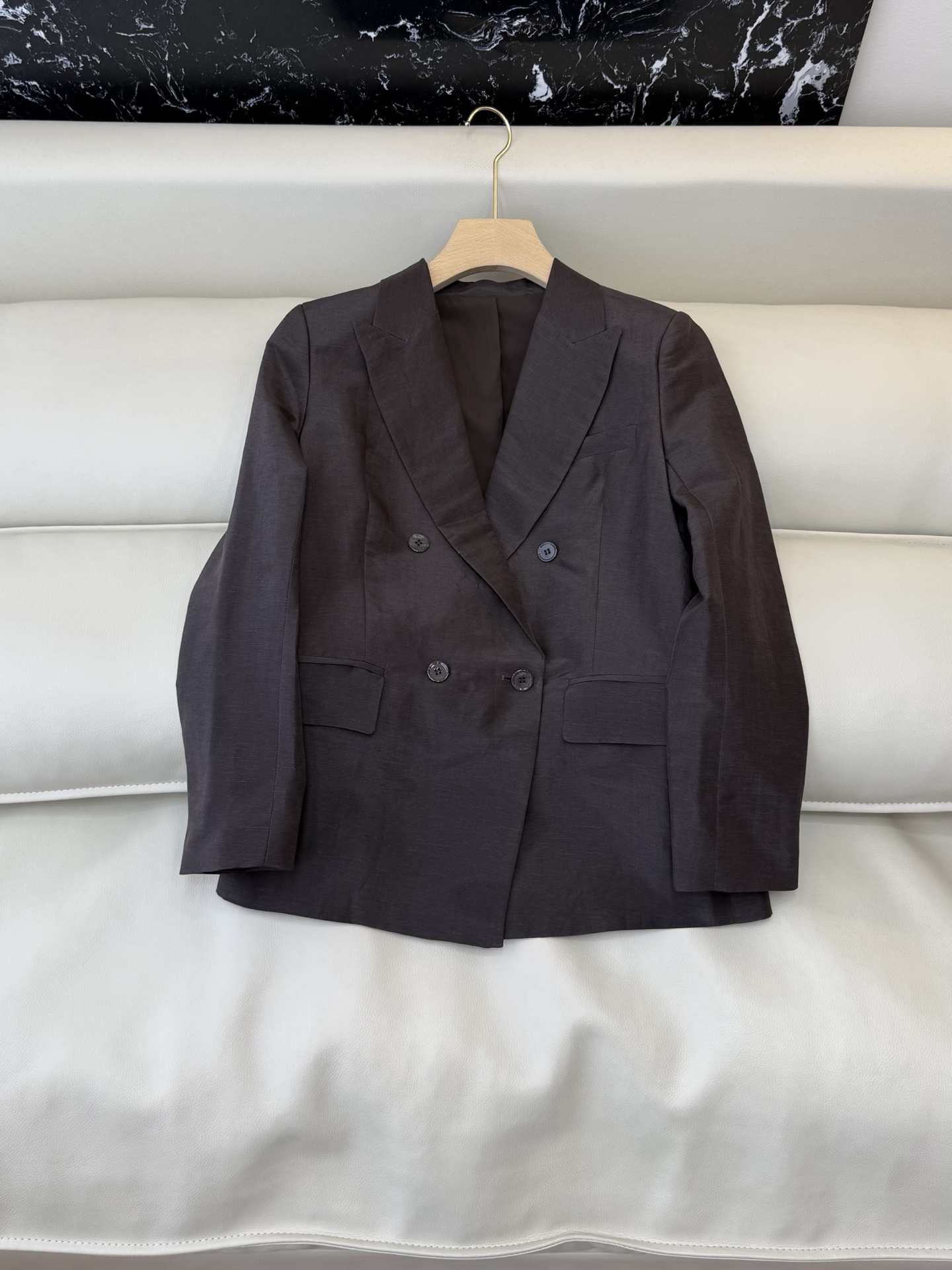 TF0103#新款外套。Max 50% 真丝 50% 麻 两排扣 长袖西装外套 两色 36-42
