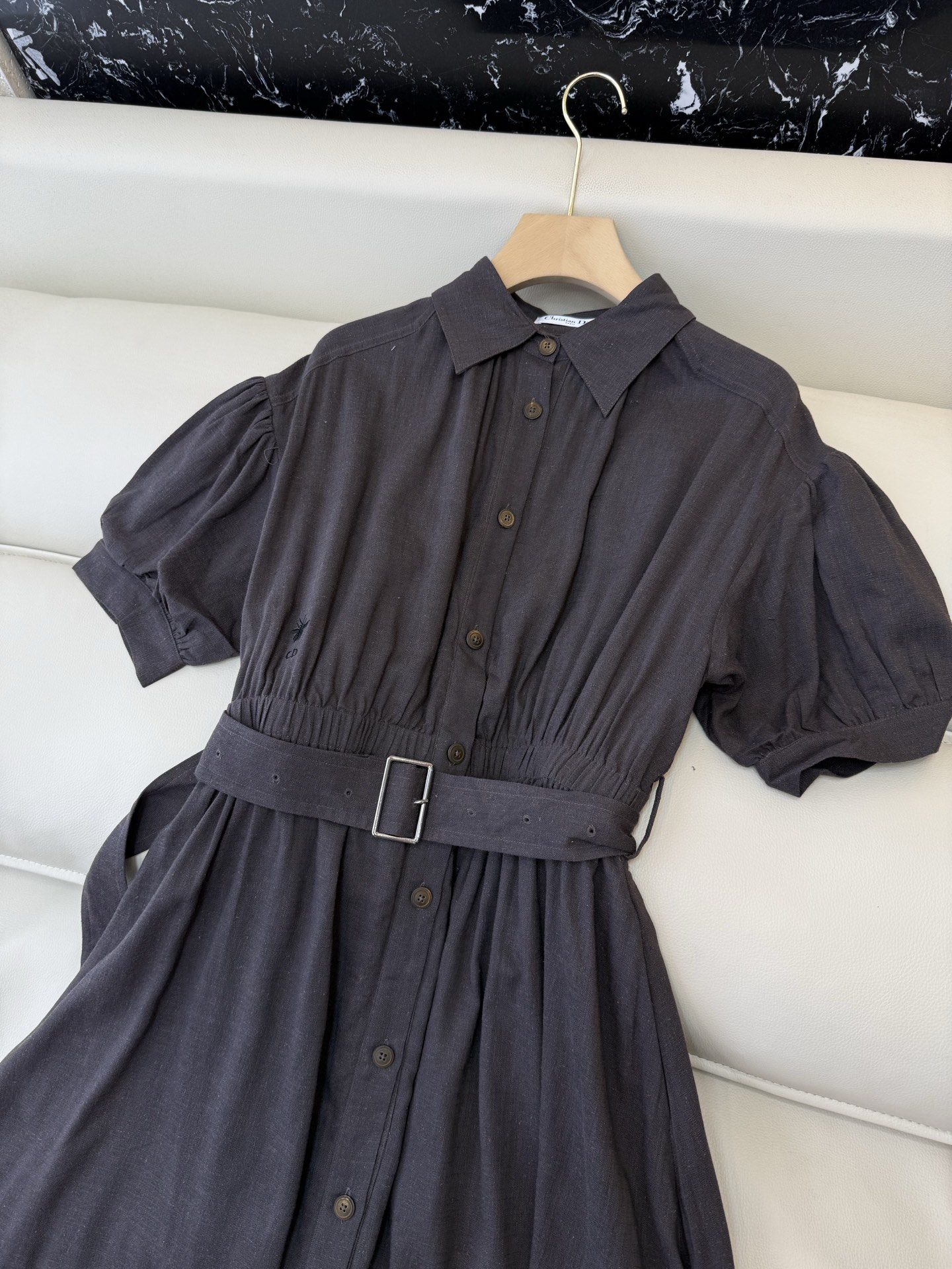 TF0888#新款连衣裙。Dior 短袖刺绣小蜜蜂 连衣裙 两色 36/38/40/42
