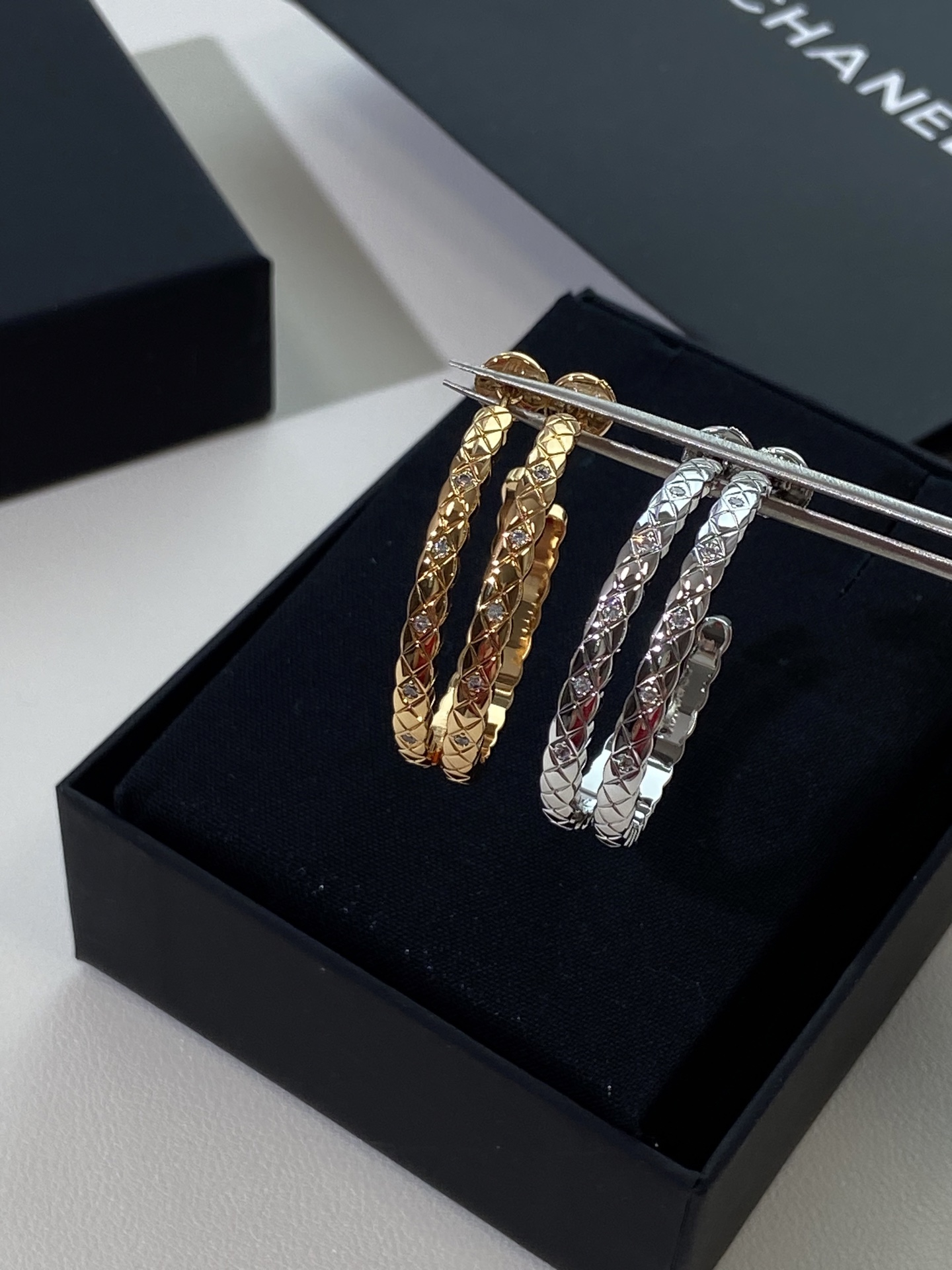 Elegant Coco Crush Earrings, Quilted Design with Sparkling Diamond Accents 1 i1748778670560 2398 0 1