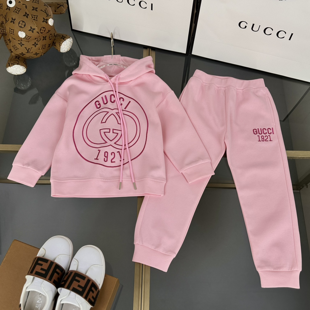 Gucci Podróbka
 Odzież Bluzy z kapturem Odzież dziecięca Zielony Różowy Dzieci Dziewczyna Unisex Bawełna Góra z kapturem