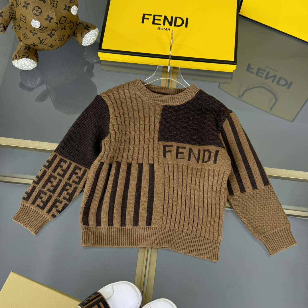 Fendi Odzież Odzież dziecięca Bluzy Brązowy Łączenie Dzieci Dziewczyna Unisex Wełna