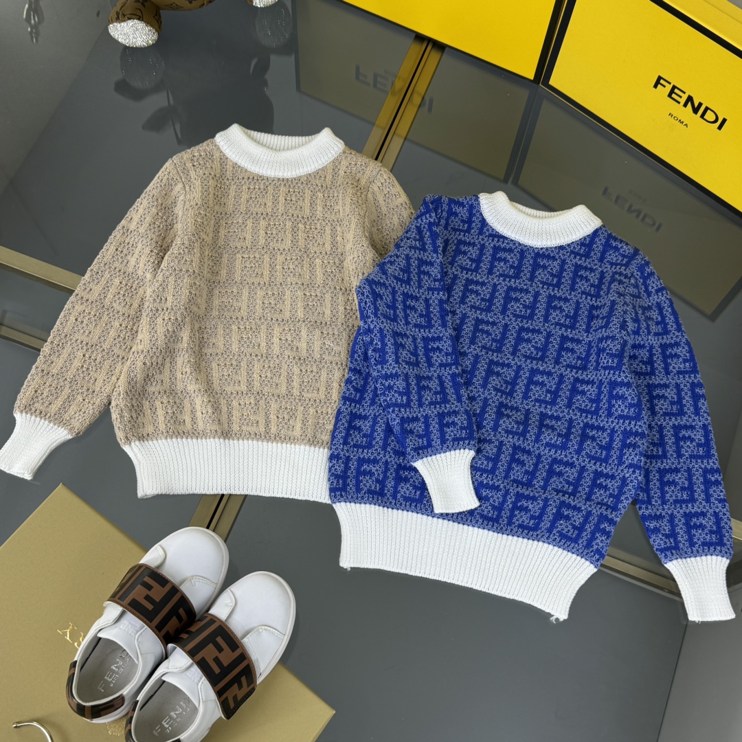 2024 New FF-collar Sweaters for Boys and Girls: Cozy and Fashionable Sizes 110-160 - 图片 2