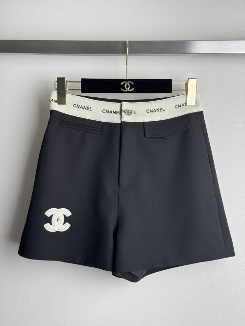 Chanel Women's Shorts with Logo Waistband - Stylish and Comfortable 1 Chanel Women's Shorts with Logo Waistband - Stylish and Comfortable