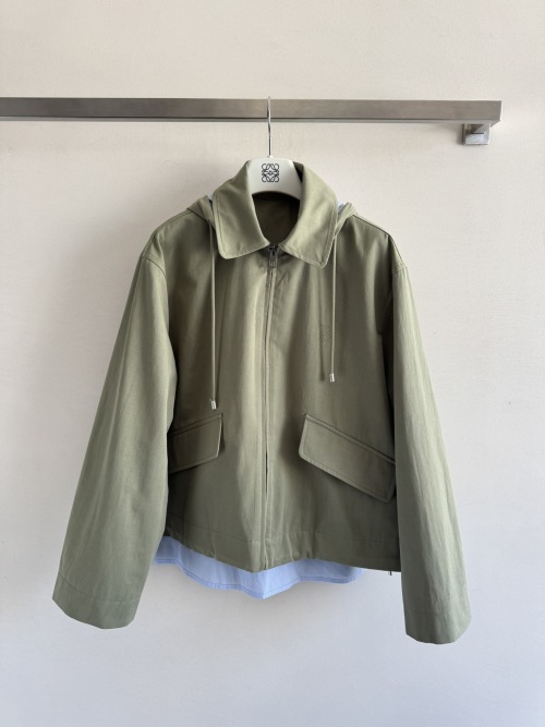 Loewe Women's Olive Green Hooded Jacket with Detachable Hood 1 Loewe Women's Olive Green Hooded Jacket with Detachable Hood