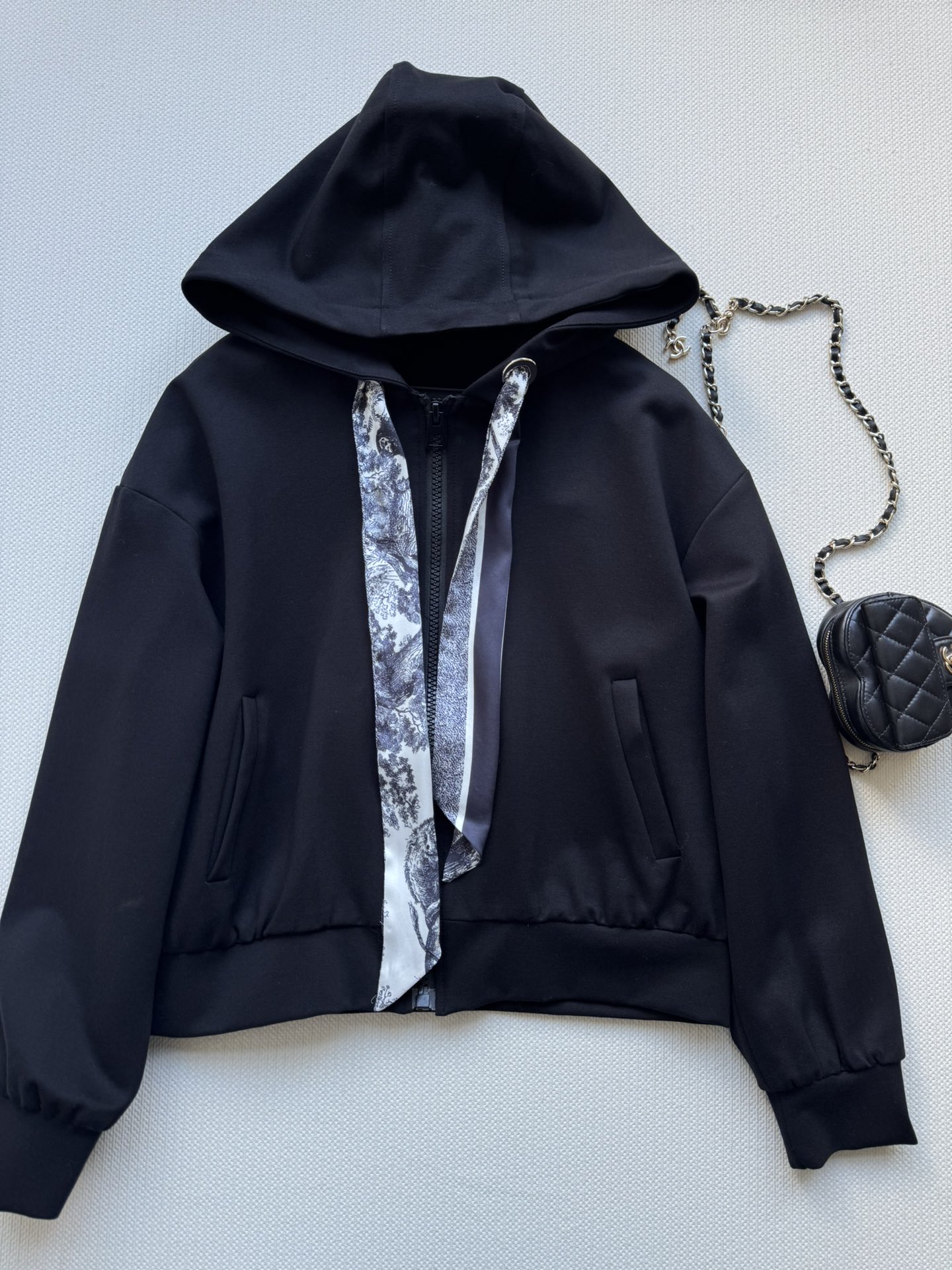 Dior Autumn New Silk Scarf Decor Hoodie Set, Women's Fashionable Outfit 5 i1756355306 1389 4