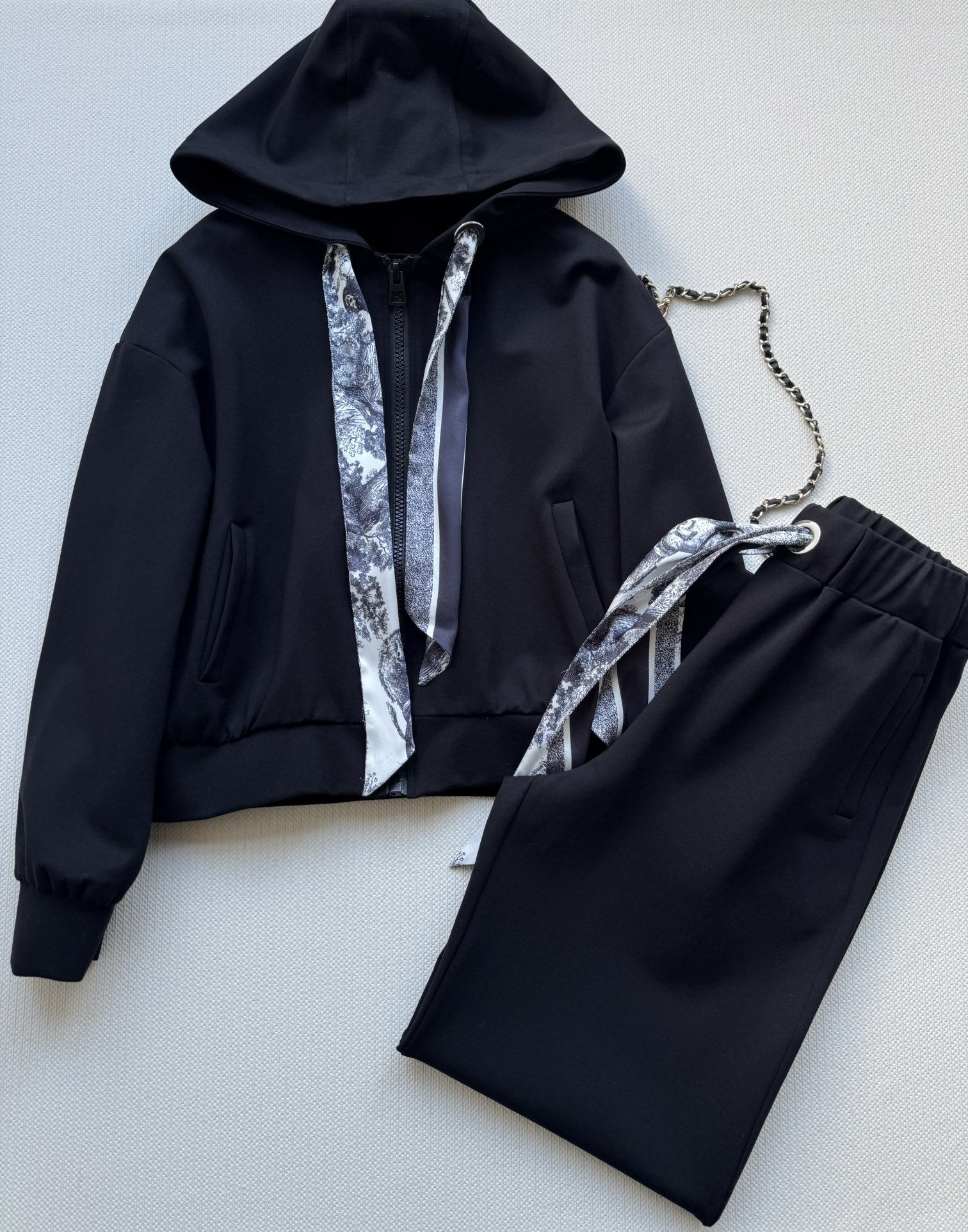 Dior Autumn New Silk Scarf Decor Hoodie Set, Women's Fashionable Outfit 7 i1756355306 8146 1