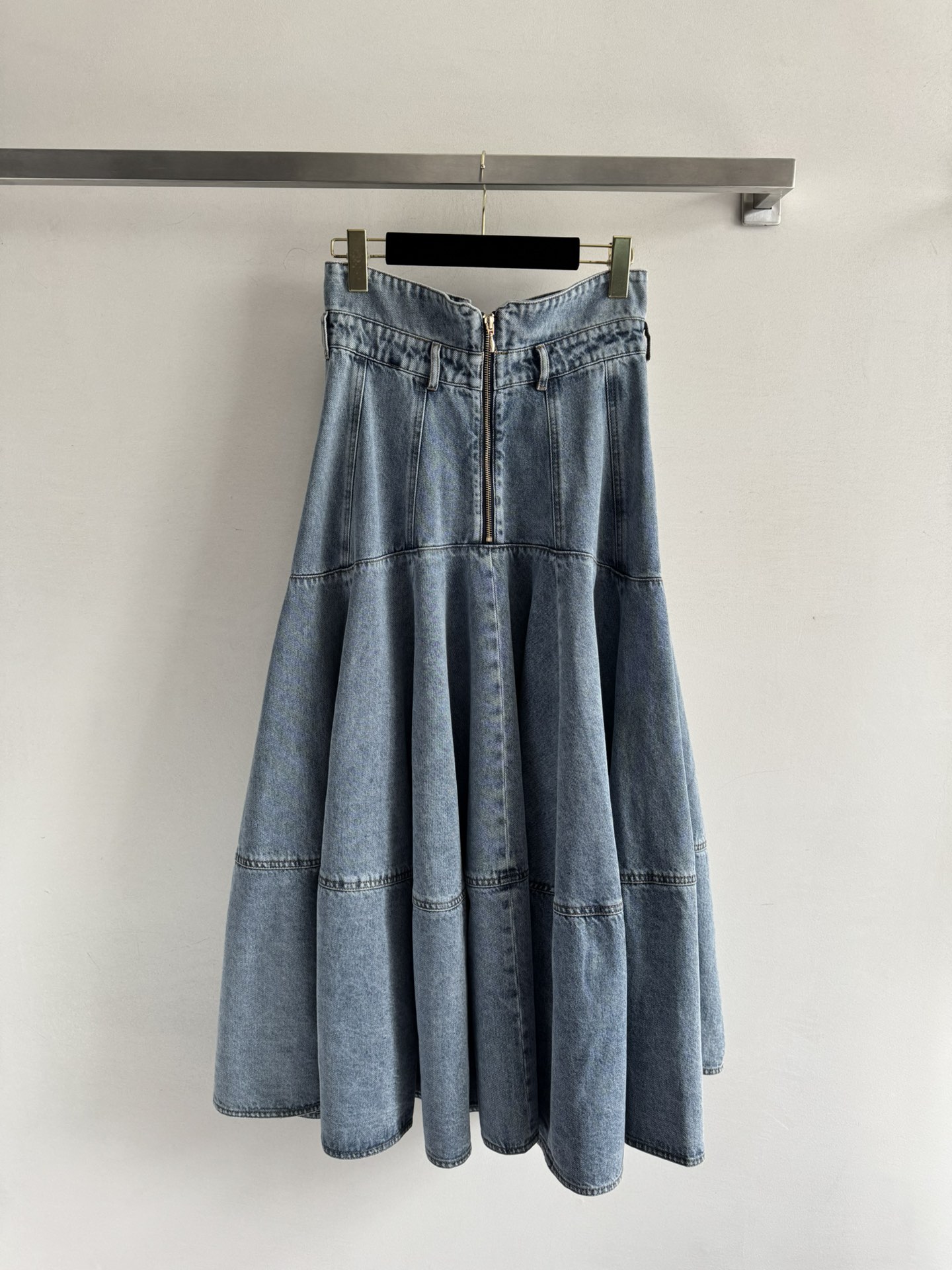 Zimmermann Denim Midi Skirt High Waist A-Line Flared Hem, Sweet Cool Style 3 i1756445359 3479 4