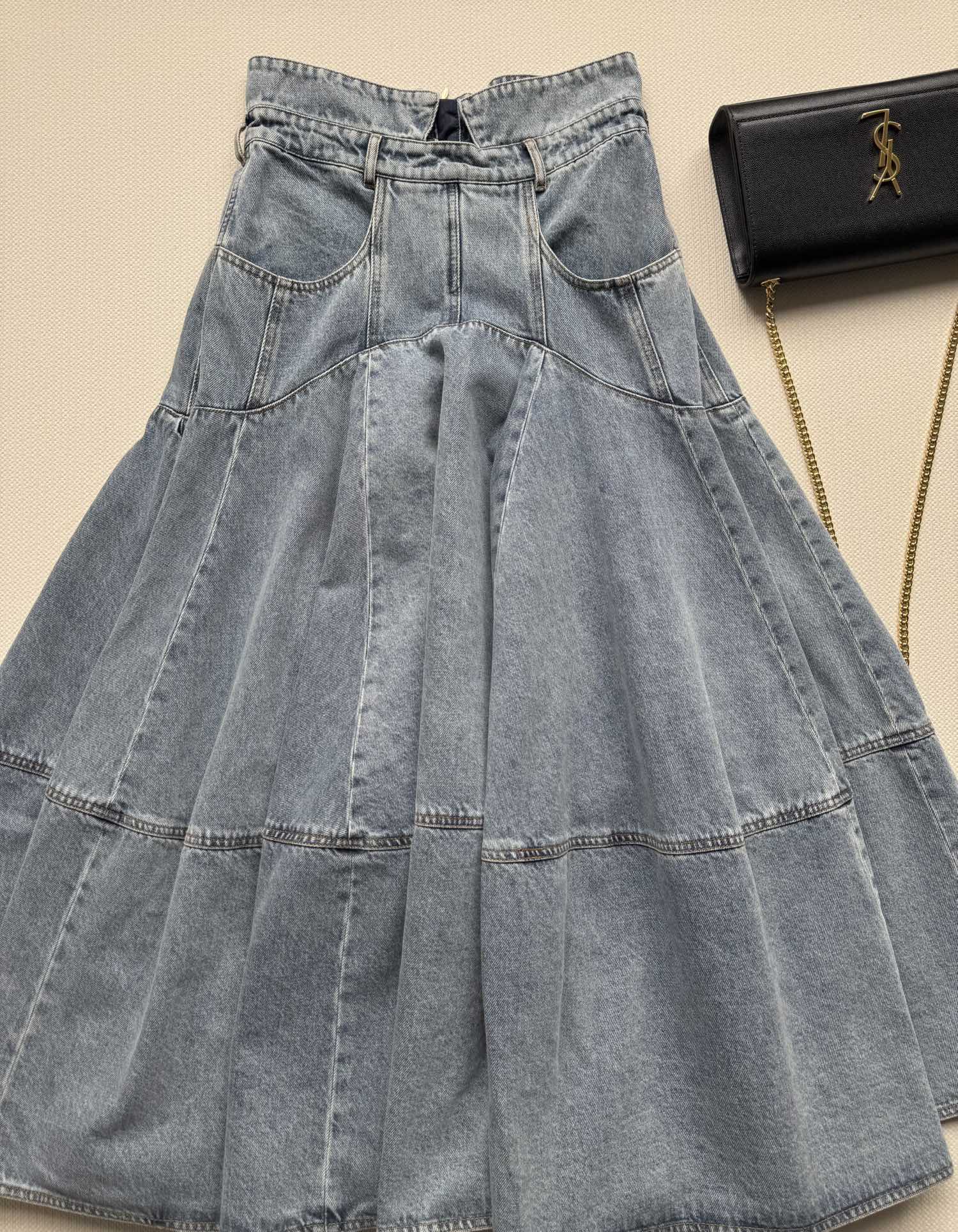 Zimmermann Denim Midi Skirt High Waist A-Line Flared Hem, Sweet Cool Style 4 i1756445359 4441 5