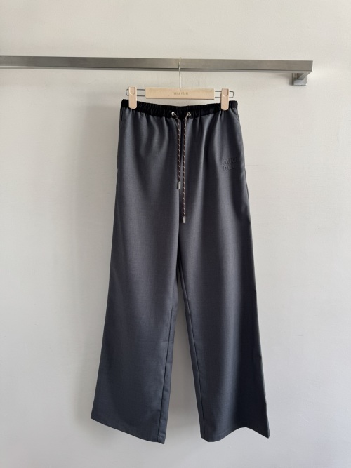 Miu Miu 2025 Drawstring Wide Leg Pants - Comfortable and Fashionable 1 Miu Miu 2025 Drawstring Wide Leg Pants - Comfortable and Fashionable
