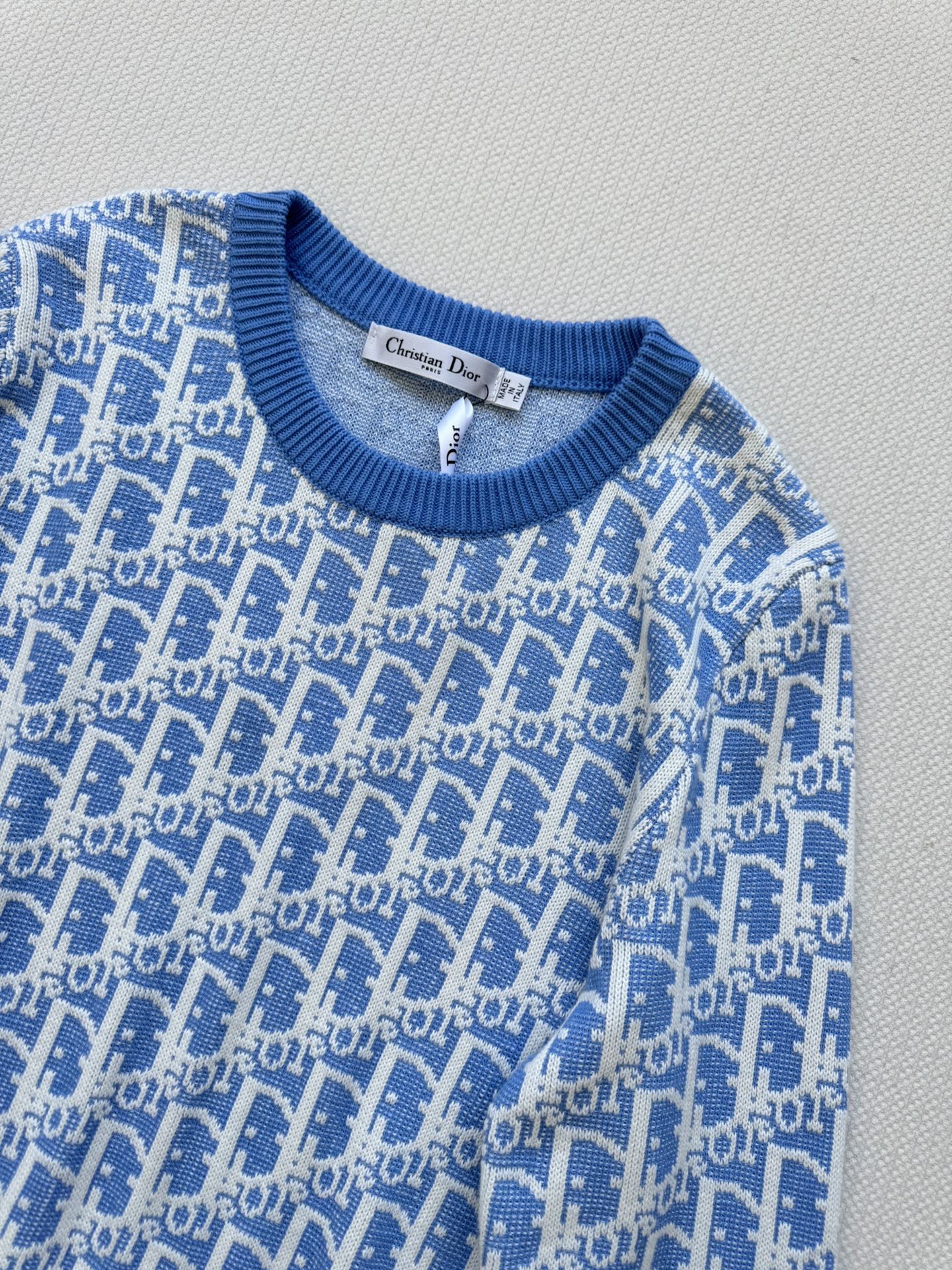 Dior Women's Blue Knit Sweater with Logo Print - Soft and Comfortable 5 i1756613219 4834 0