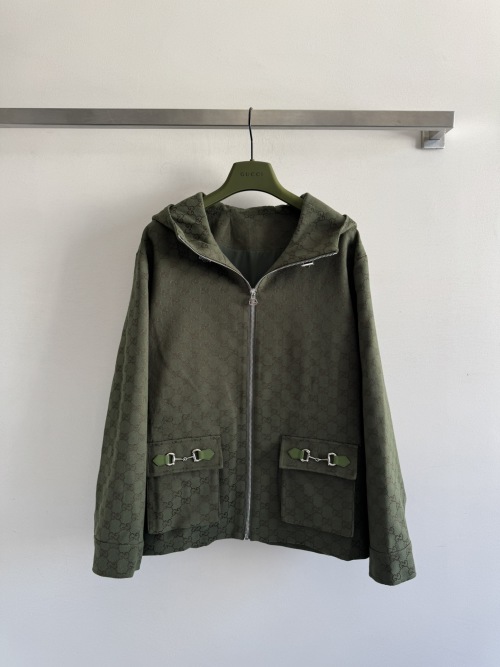 Gucci Women's GG Jacquard Hooded Jacket Drawstring Windbreaker Coat 1 Gucci Women's GG Jacquard Hooded Jacket Drawstring Windbreaker Coat