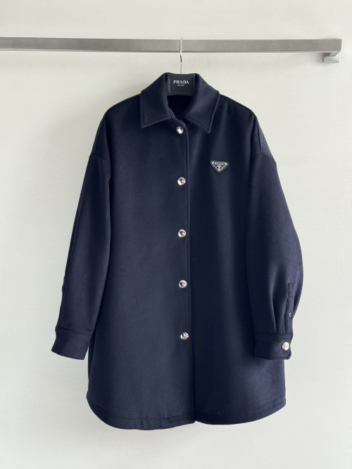 Prada Wool Overshirt Jacket with Enamel Triangle Logo - Unisex Fit 7 Prada Wool Overshirt Jacket with Enamel Triangle Logo - Unisex Fit