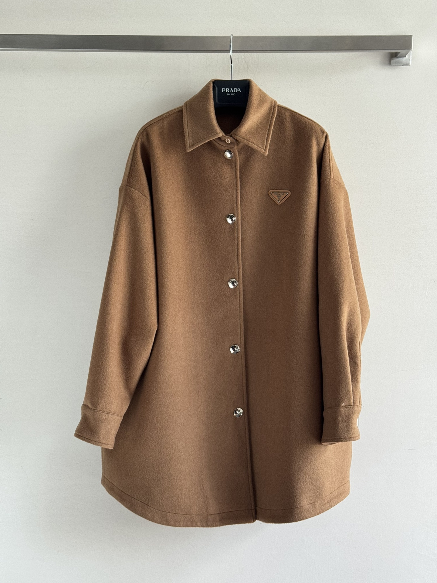 Prada New 25FW Wool Coat Loose Fit Unisex Style with Triangle Logo