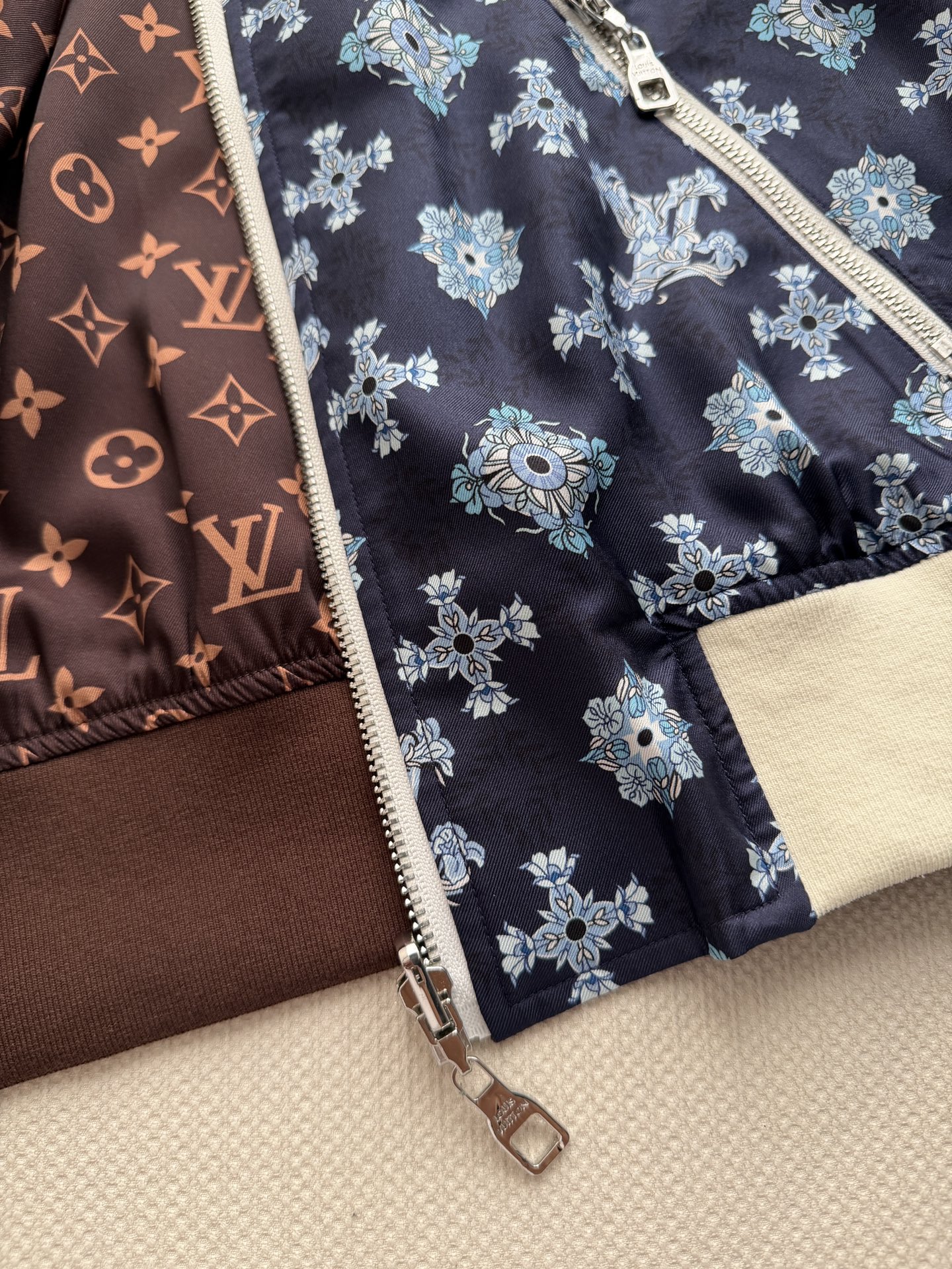 LV  Monogram Silk Reversible Bomber Jacket