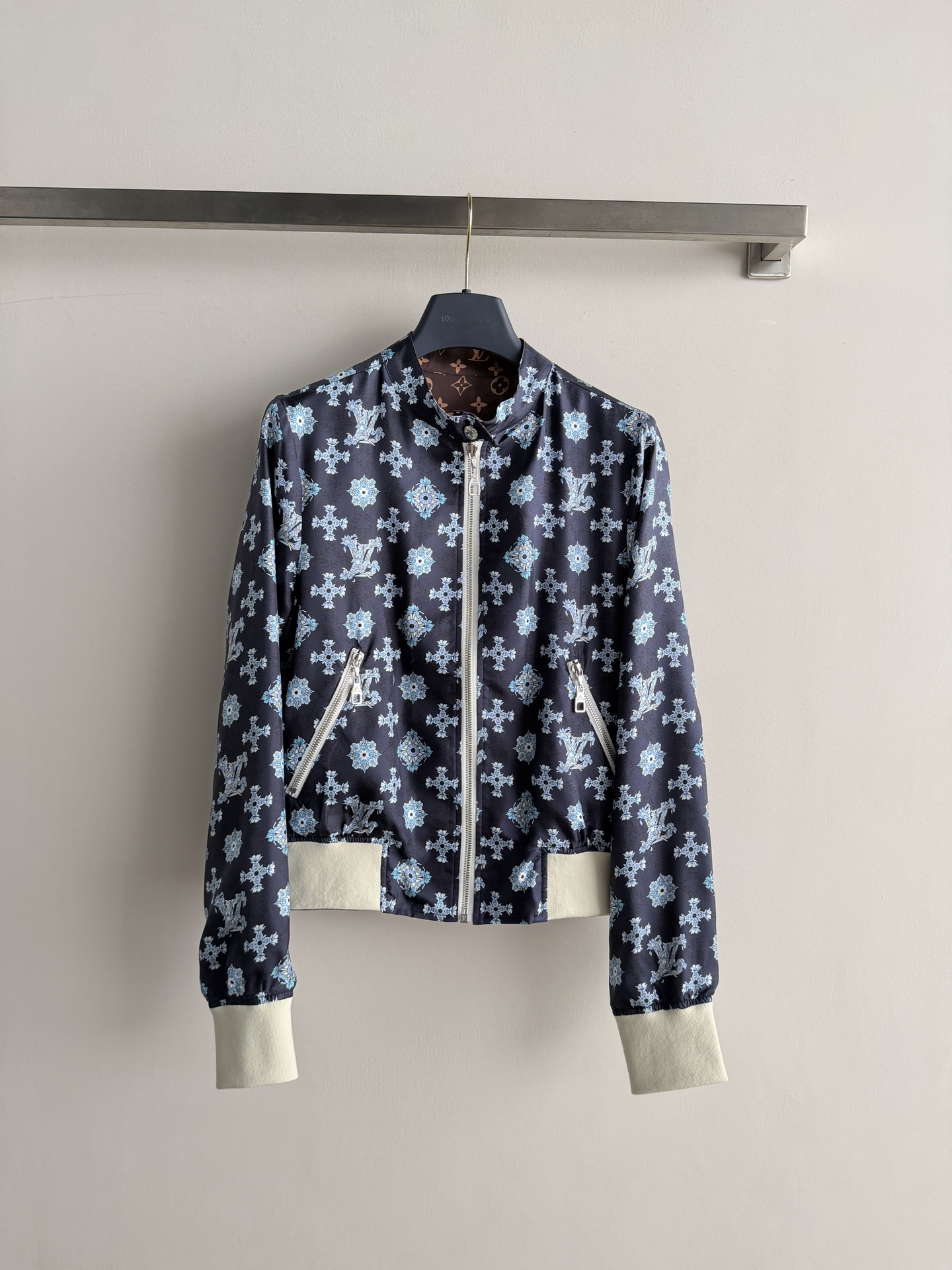 LV  Monogram Silk Reversible Bomber Jacket
