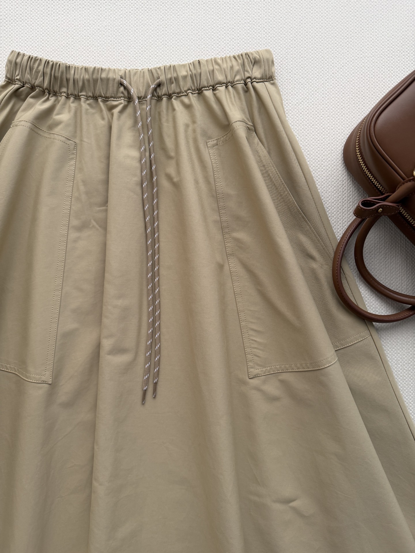 Miu Miu Khaki Drawstring Cargo A-Line Skirt
