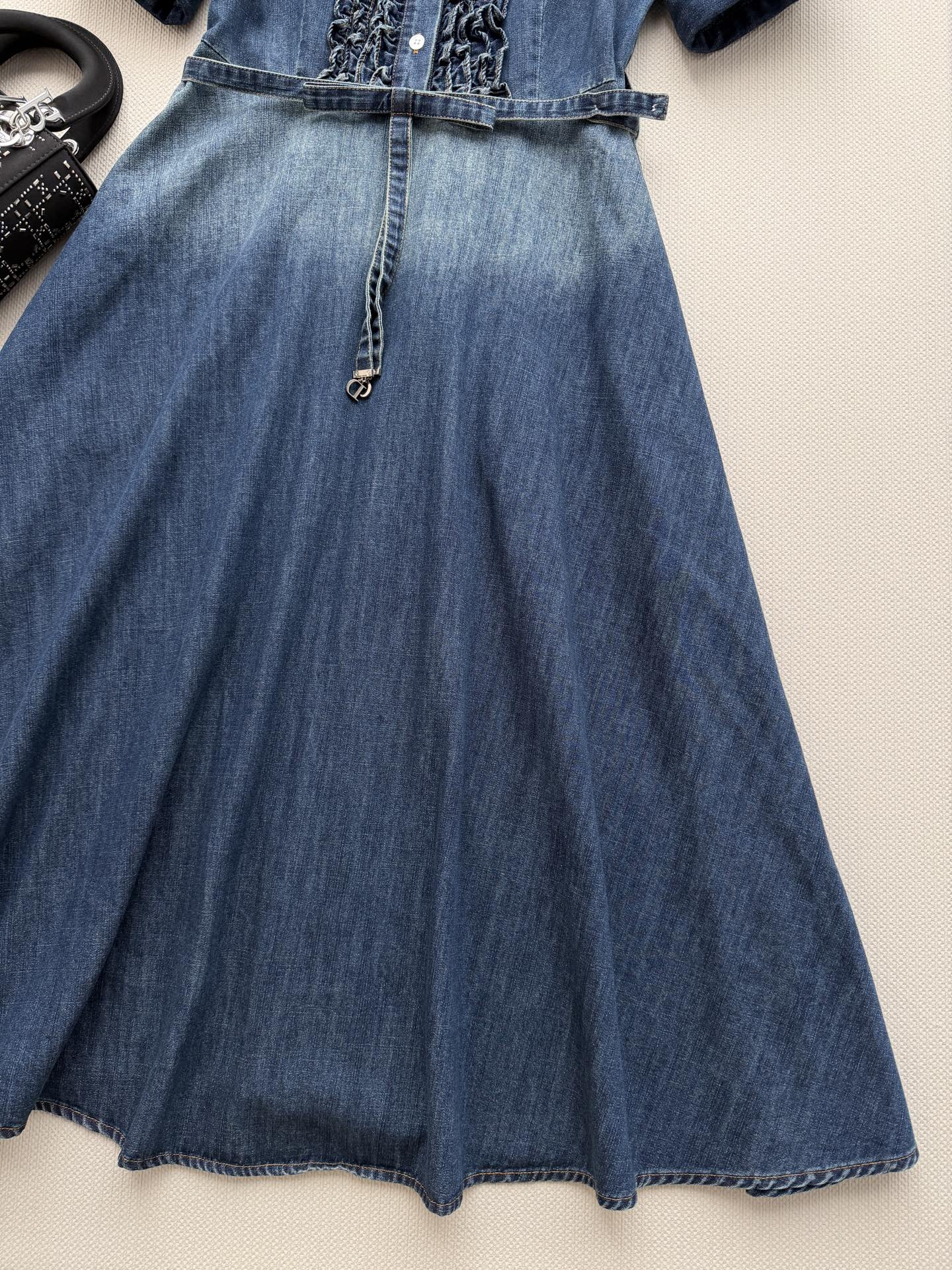 Dior Ruffle Gradient Denim Shirt Dress
