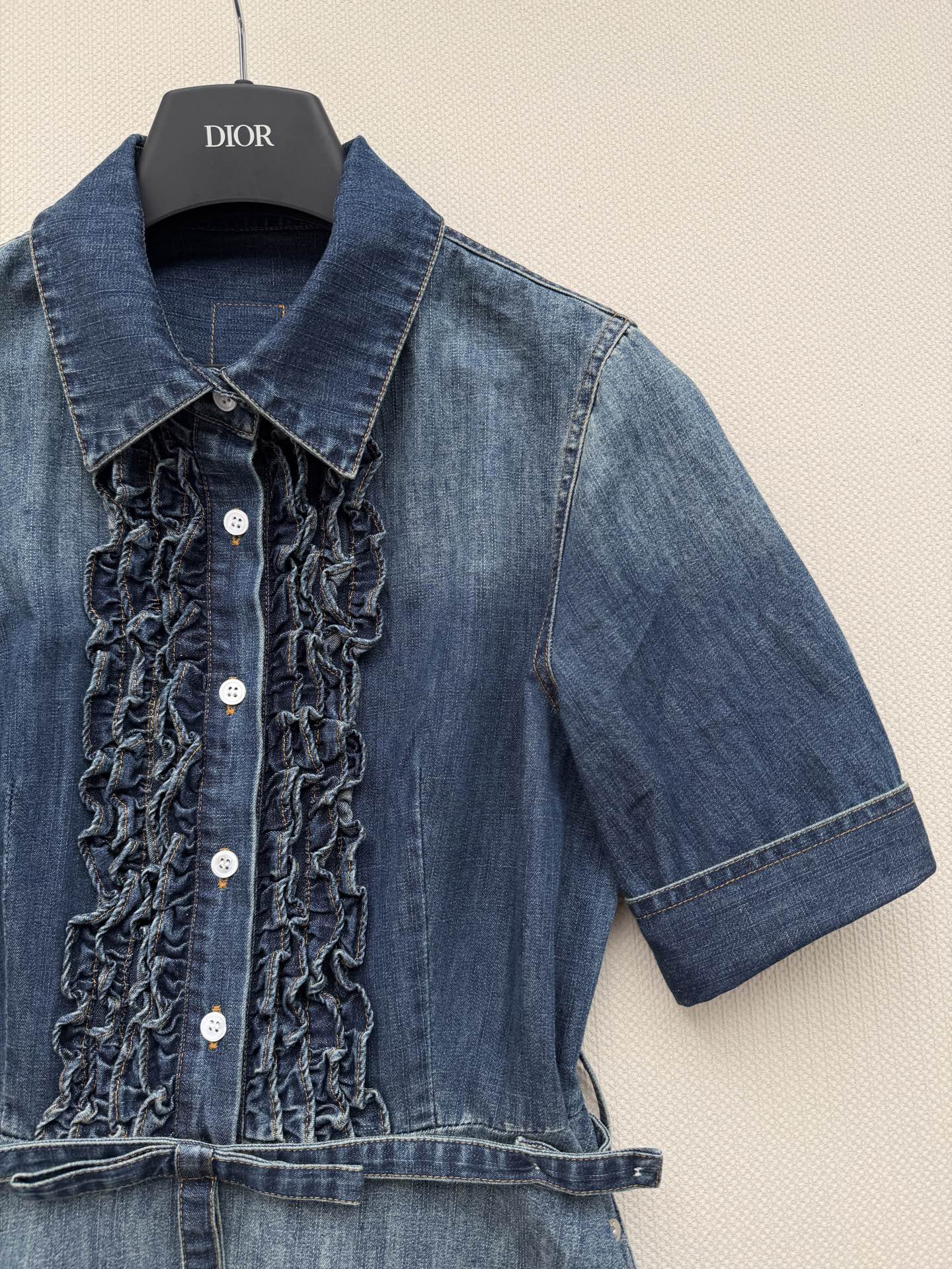 Dior Ruffle Gradient Denim Shirt Dress