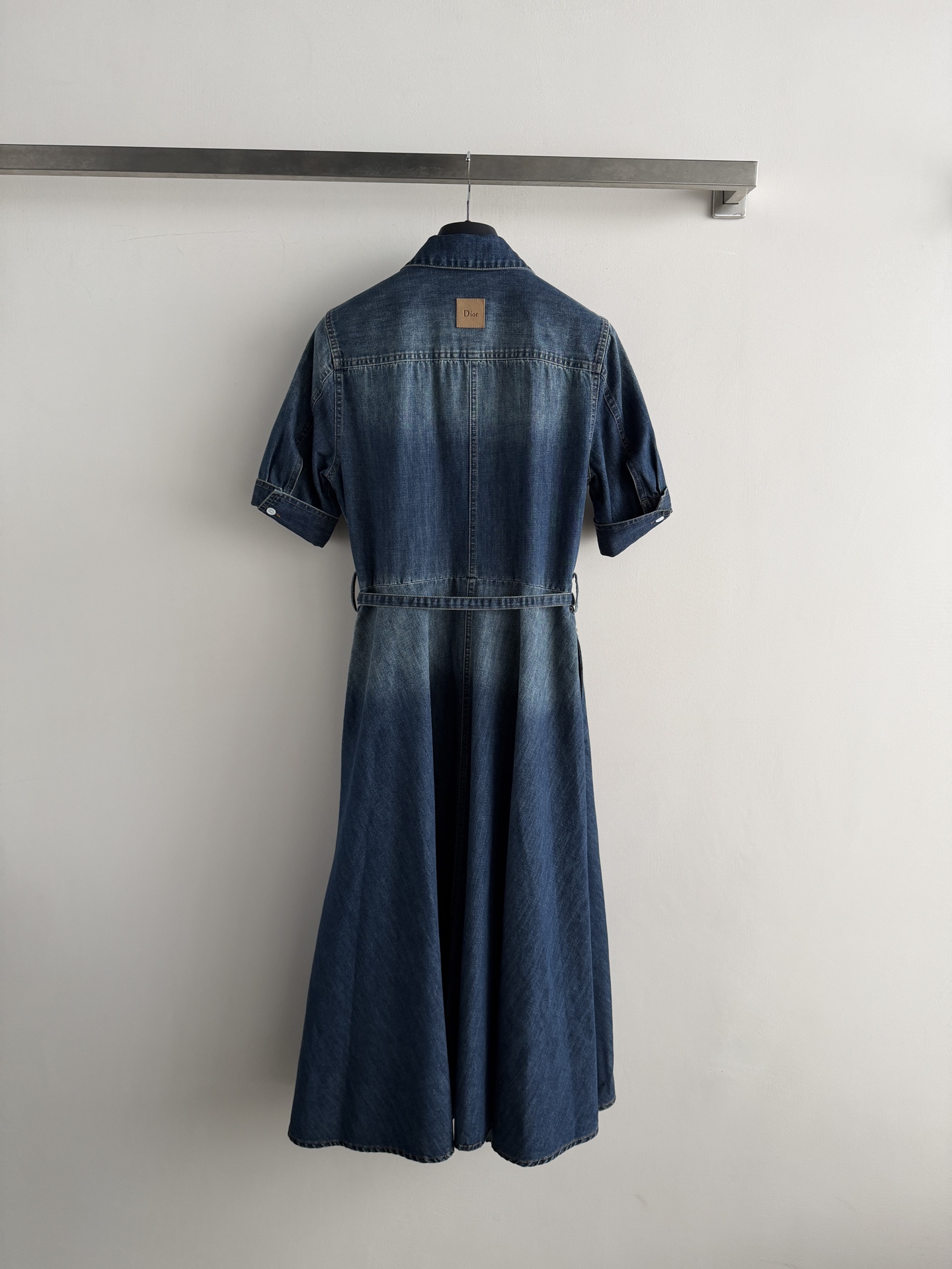Dior Ruffle Gradient Denim Shirt Dress
