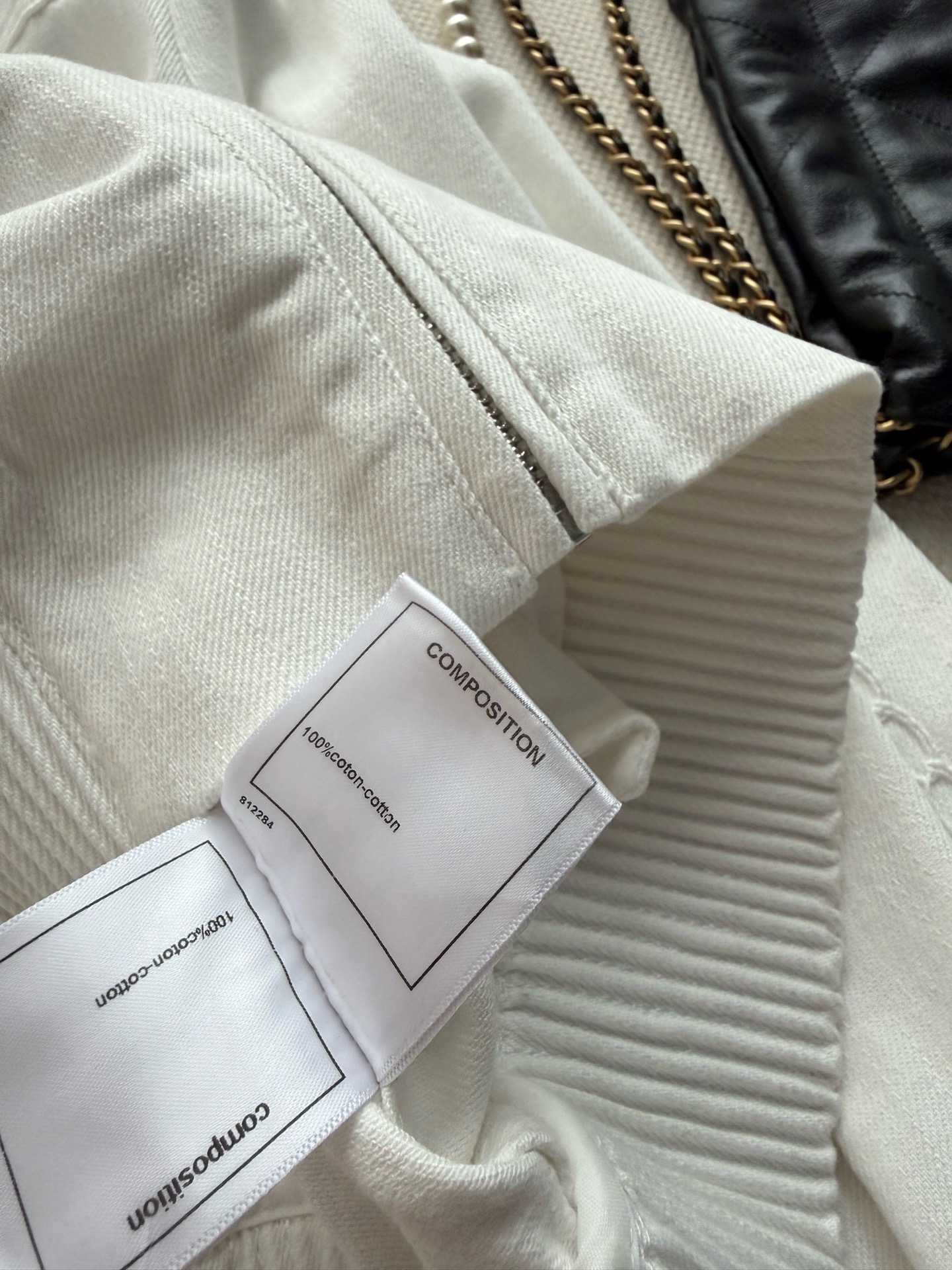 Chanel White Chain Embroidery Short Zipper Jacket
