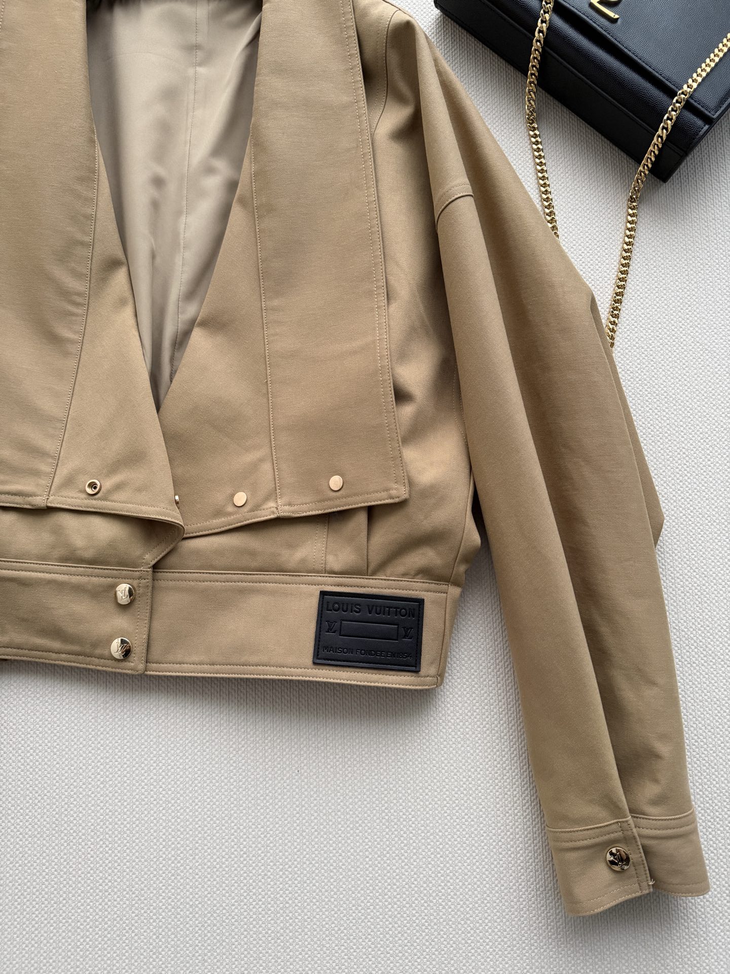  LV Double Layer Lapel Gold Button Short Jacket