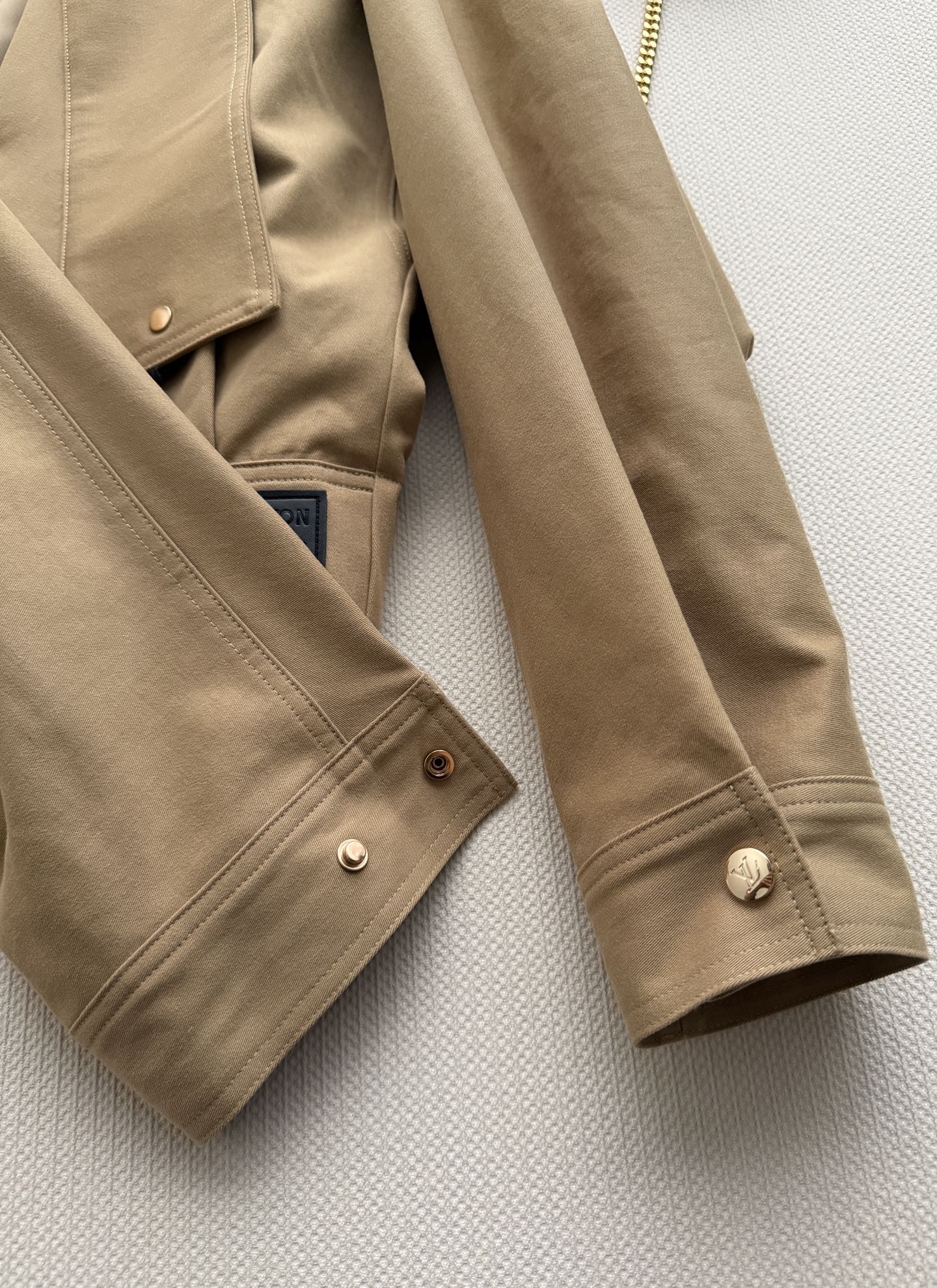  LV Double Layer Lapel Gold Button Short Jacket