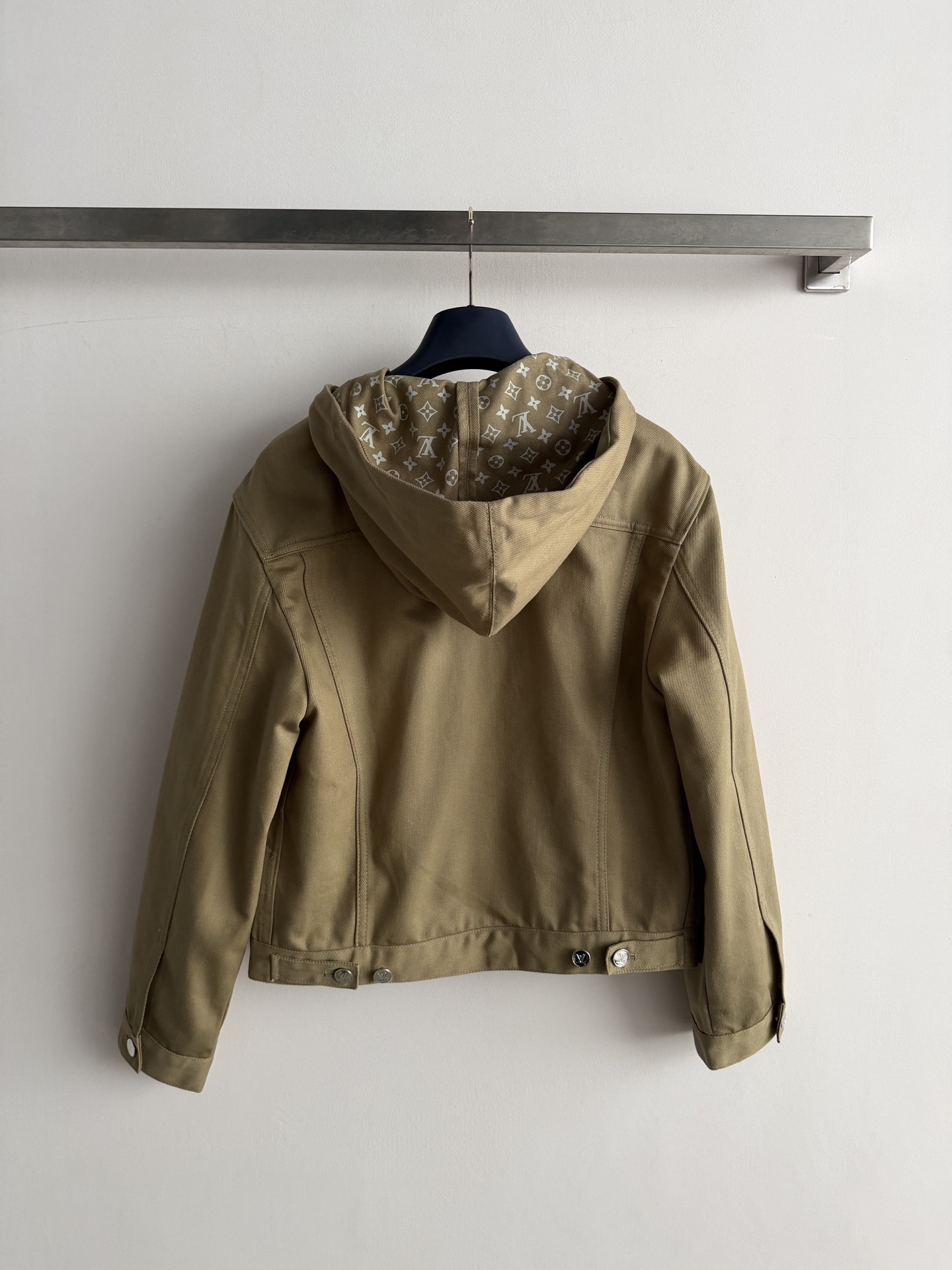 LV Olive Green Hooded Trucker Short Jacket