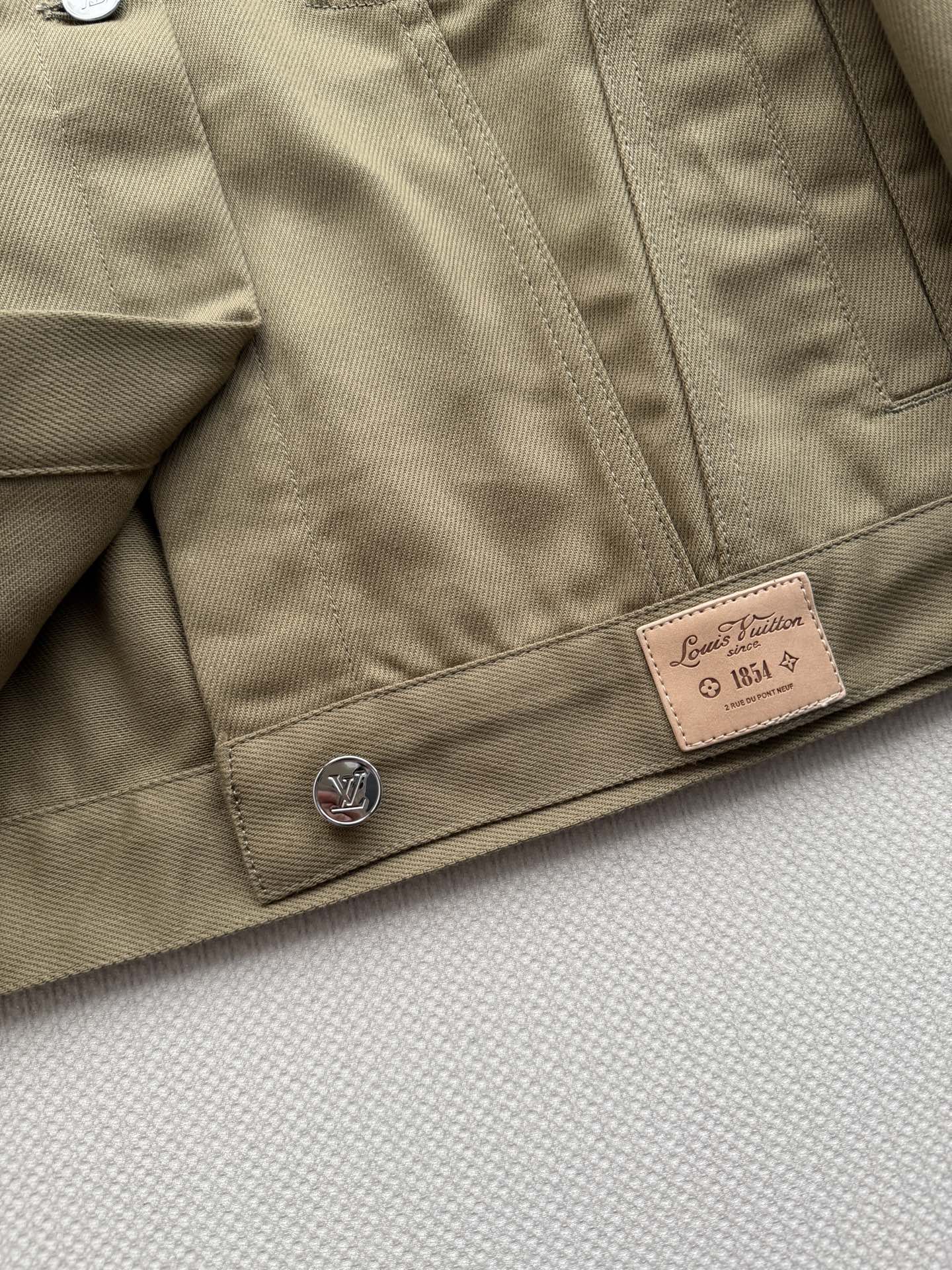 LV Olive Green Hooded Trucker Short Jacket