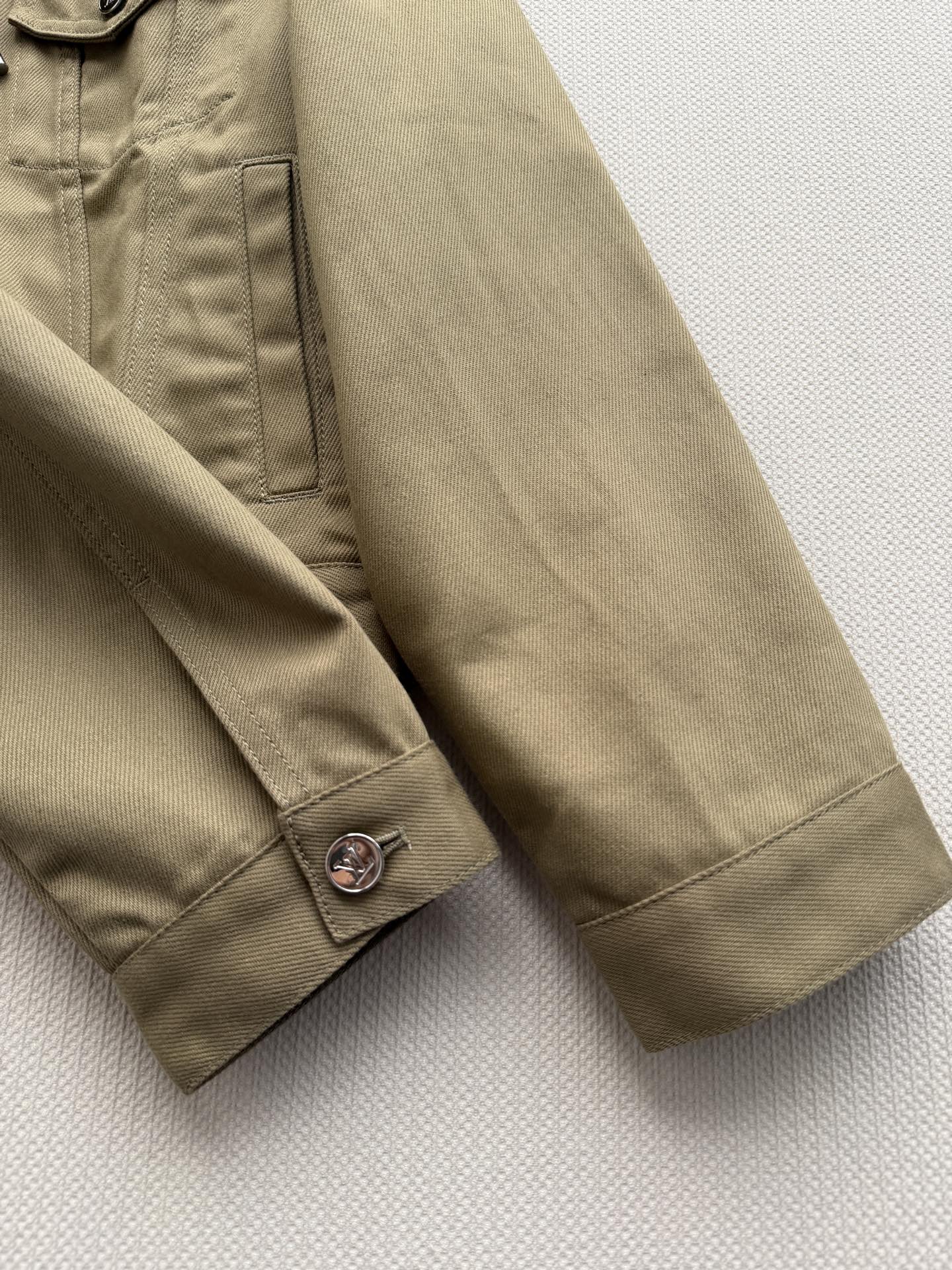 LV Olive Green Hooded Trucker Short Jacket