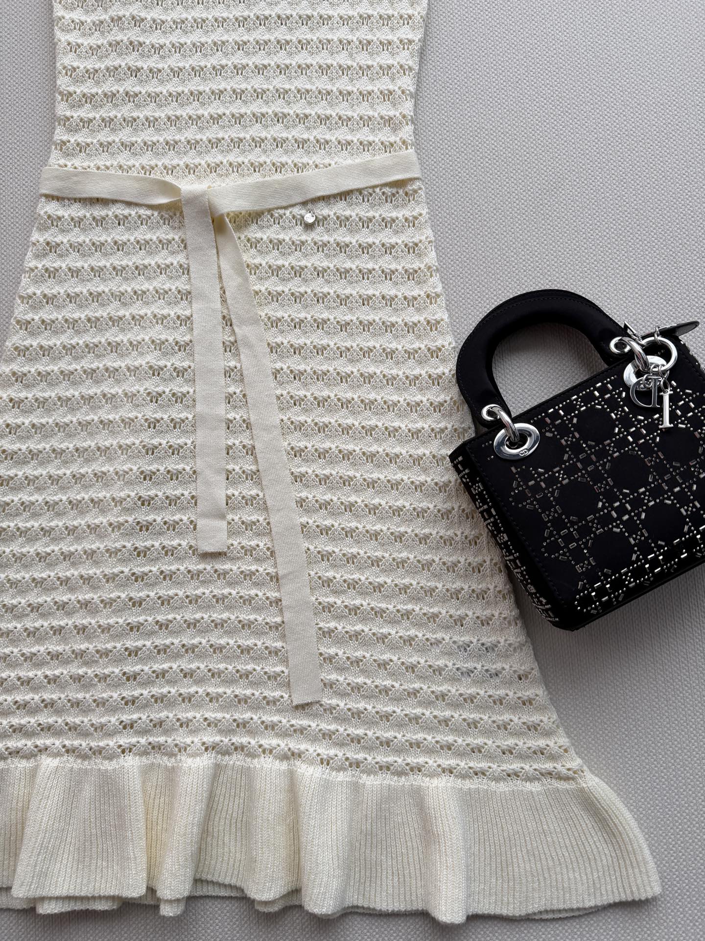 Dior Ruffle Halter Knit Midi Dress