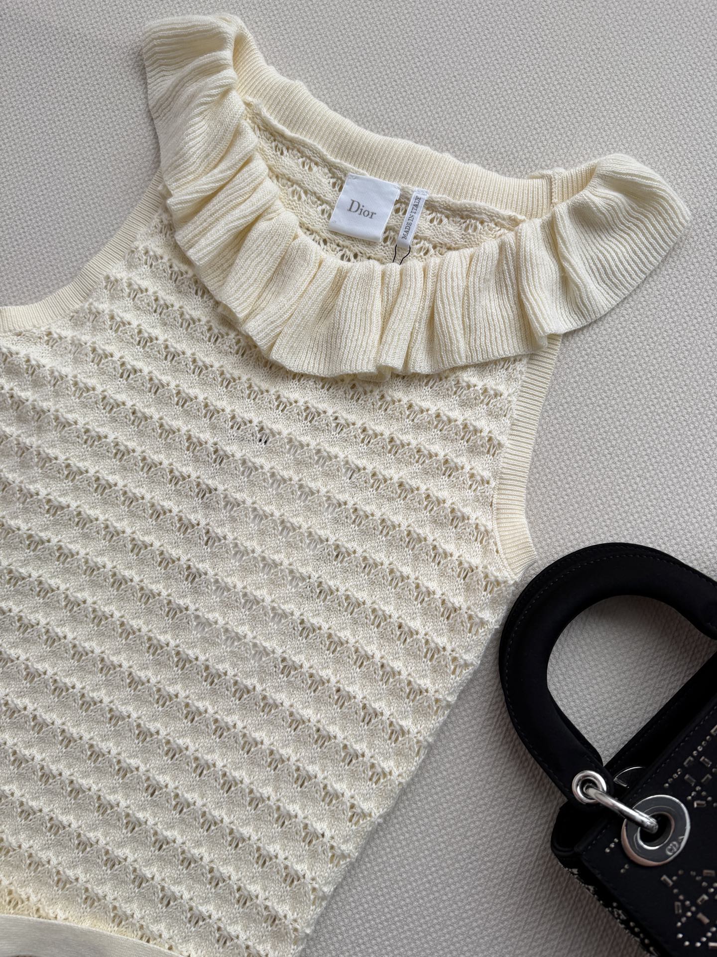 Dior Ruffle Halter Knit Midi Dress
